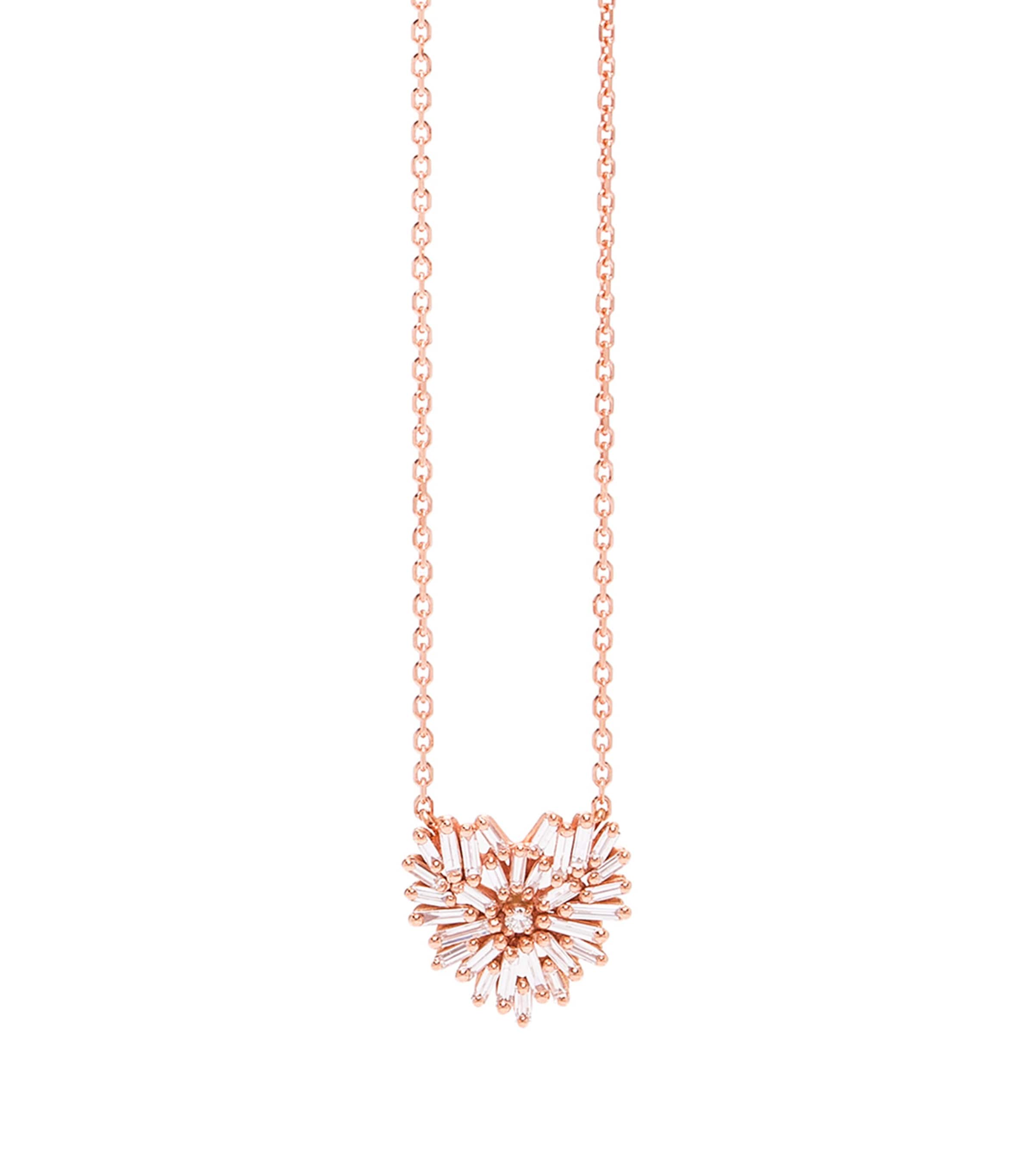 Suzanne Kalan Rose Gold and Diamond Small Heart Pendant Necklace Rg/wd Image 3