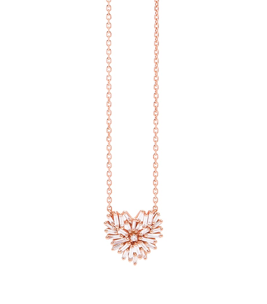 Suzanne Kalan Rose Gold and Diamond Small Heart Pendant Necklace Rg/wd Image 3