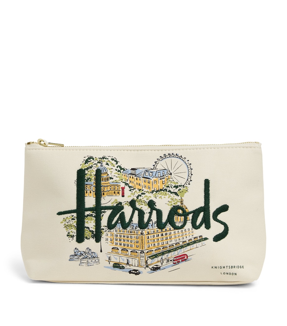 Harrods Medium Canvas City Stories Wash Bag Ivory Image 1