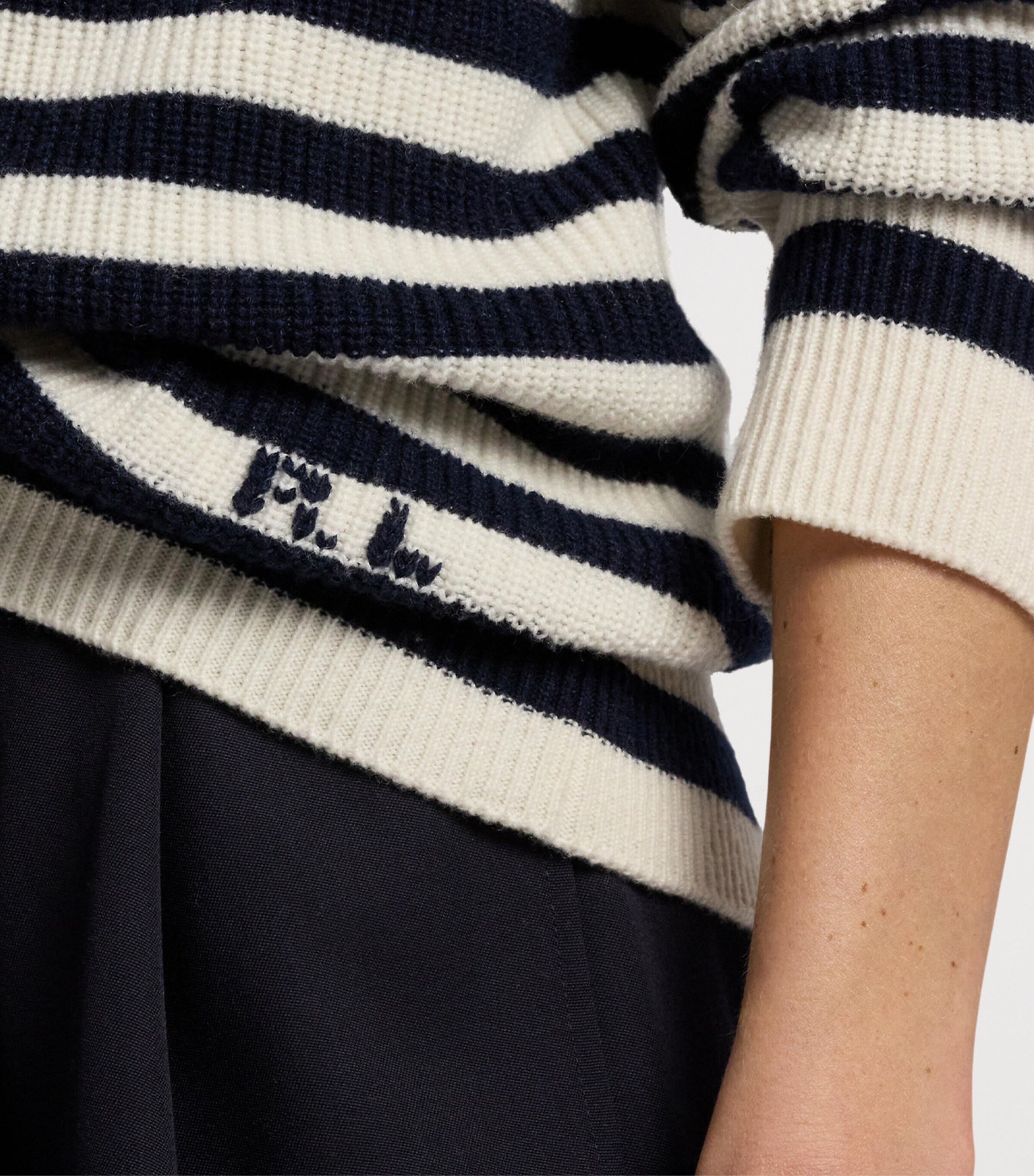 Ralph Lauren Collection Womens Cashmere Stripe Polo Sweater Natural Image 10