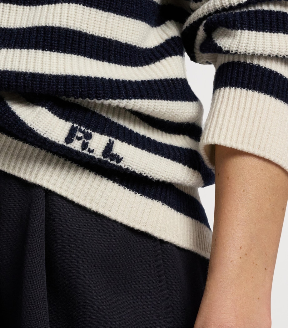 Ralph Lauren Collection Womens Cashmere Stripe Polo Sweater Natural Image 10