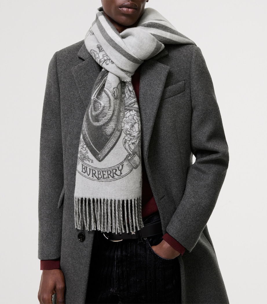 Burberry Cashmere Reversible Etched Knight Scarf Mitten Grey Image 3