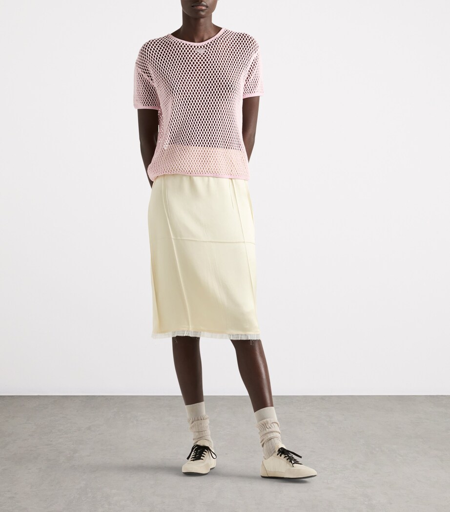 Prada Womens Cotton Mesh T-Shirt Image 2