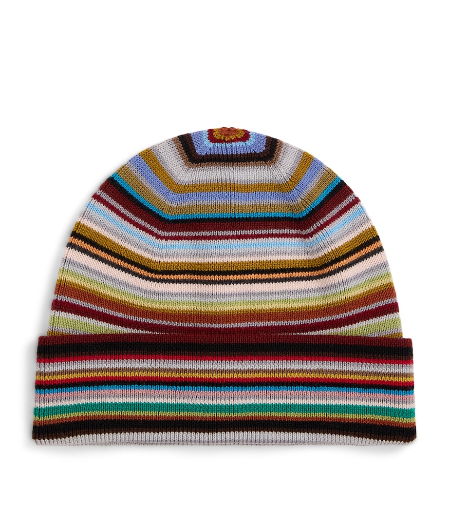 Virgin Wool Signature Stripe Beanie 92_MULTI COLOURED Image 1