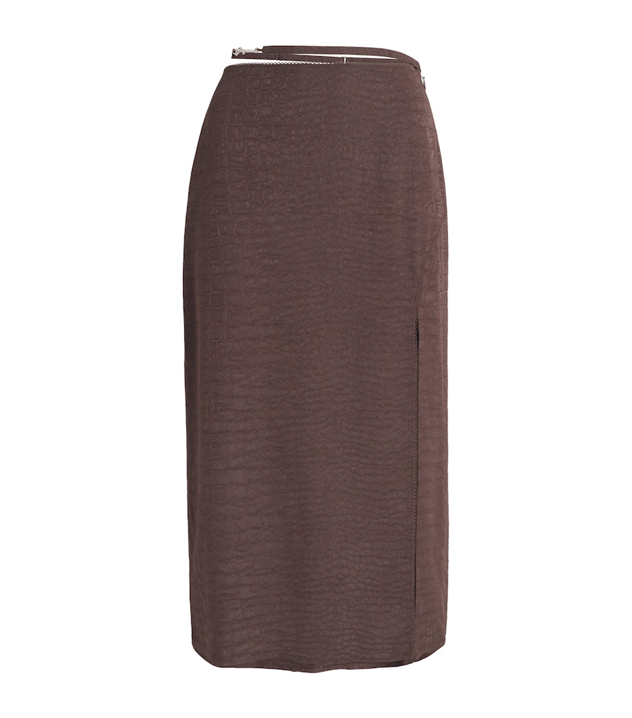 Jacquemus Womens Croc-Effect Belted Midi Skirt Croco Brown Image 1