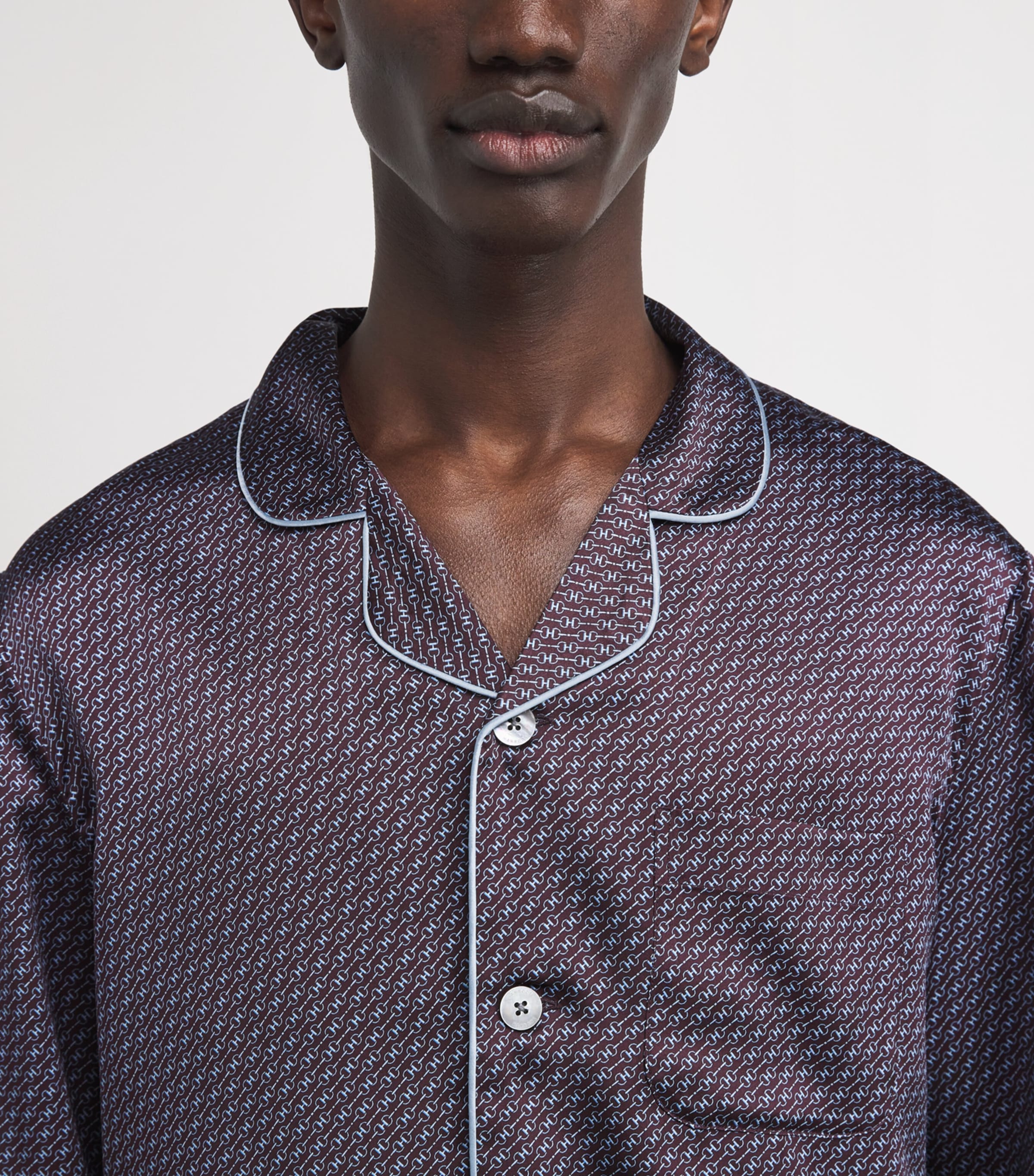 Silk Snaffle Print Pyjama Set BURGUNDY Image 4