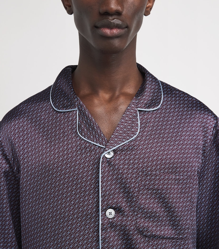 Silk Snaffle Print Pyjama Set BURGUNDY Image 4
