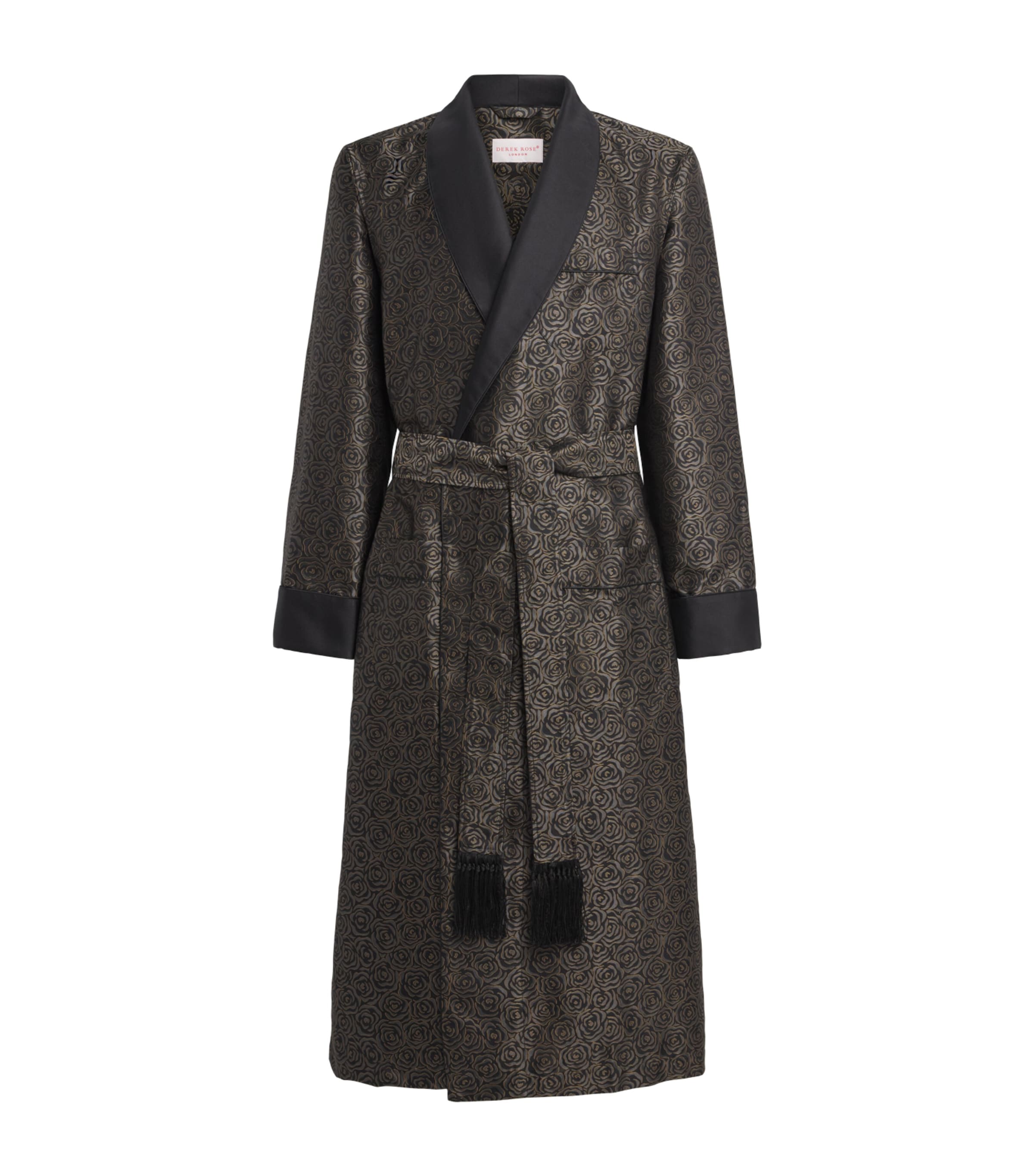 Derek Rose Mens Silk Jacquard Verona Robe Bla Image 1