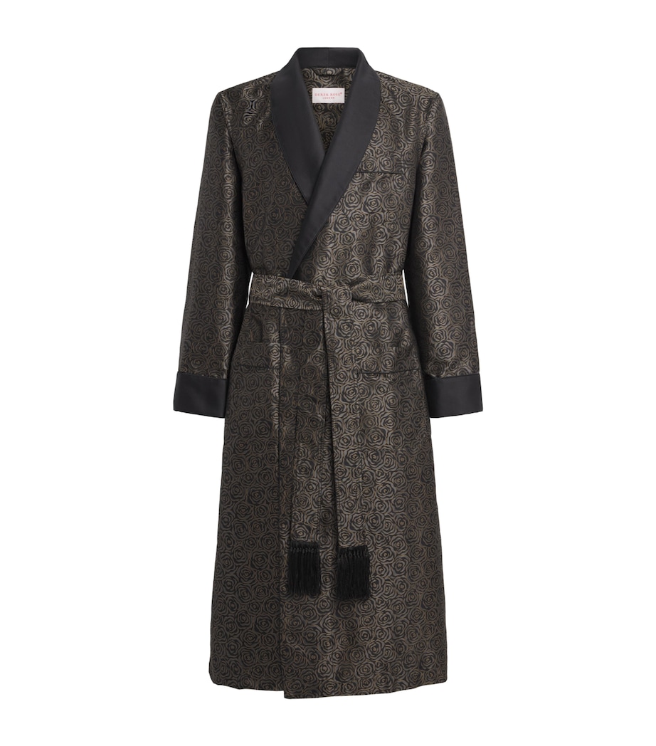 Derek Rose Mens Silk Jacquard Verona Robe Bla Image 1