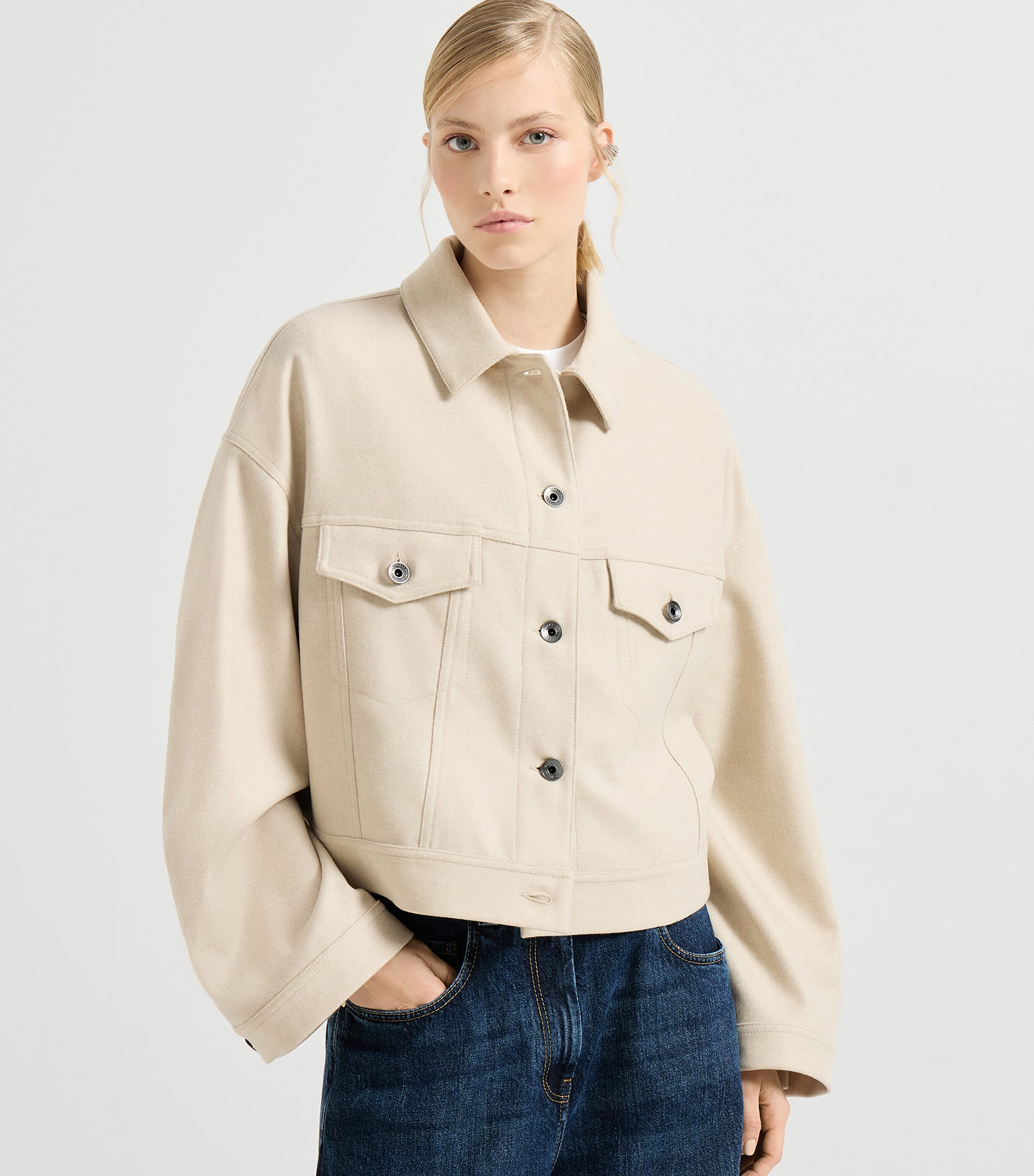 Wool-Blend Denim Jacket C118 Image 3