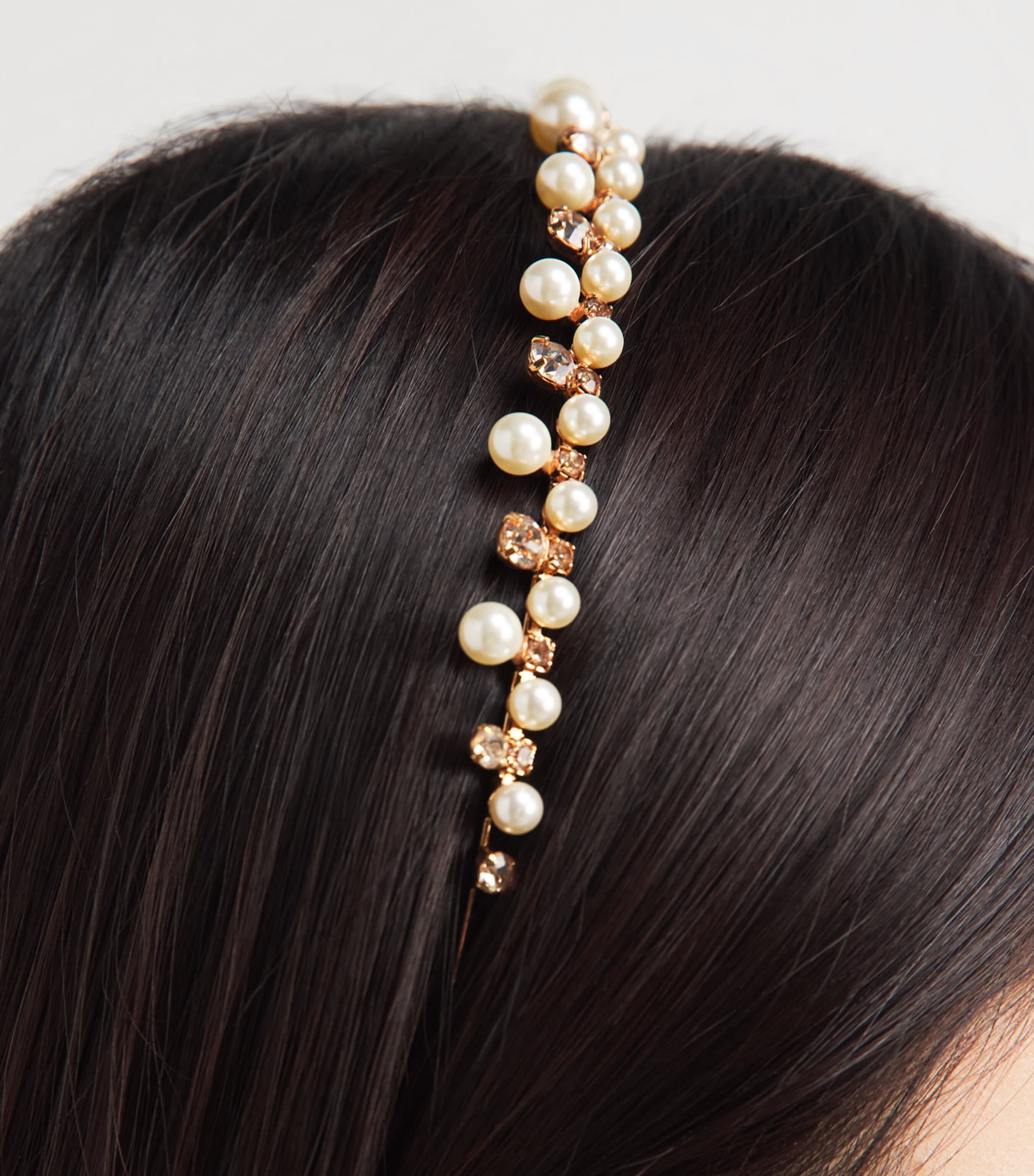 Jennifer Behr Crystal and Pearl Embellished Corisande Tiara Pearl / Gold Image 2