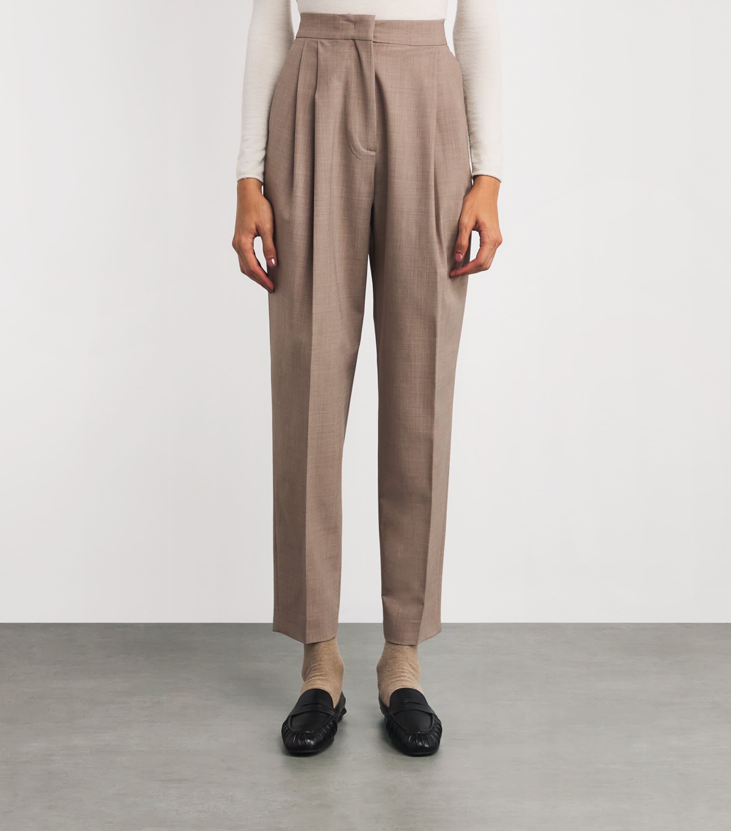 Wool-Blend High-Rise Straight Trousers 0157 ACERO Image 3