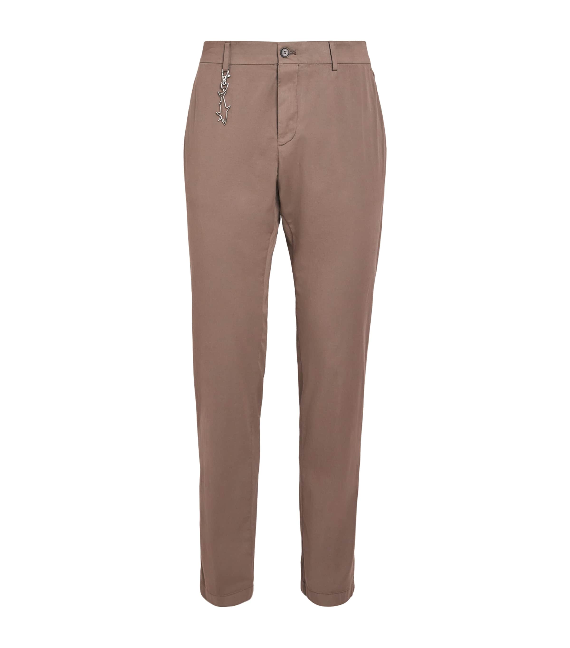 Paul & Shark Cotton-silk-blend Straight Chinos In Brown