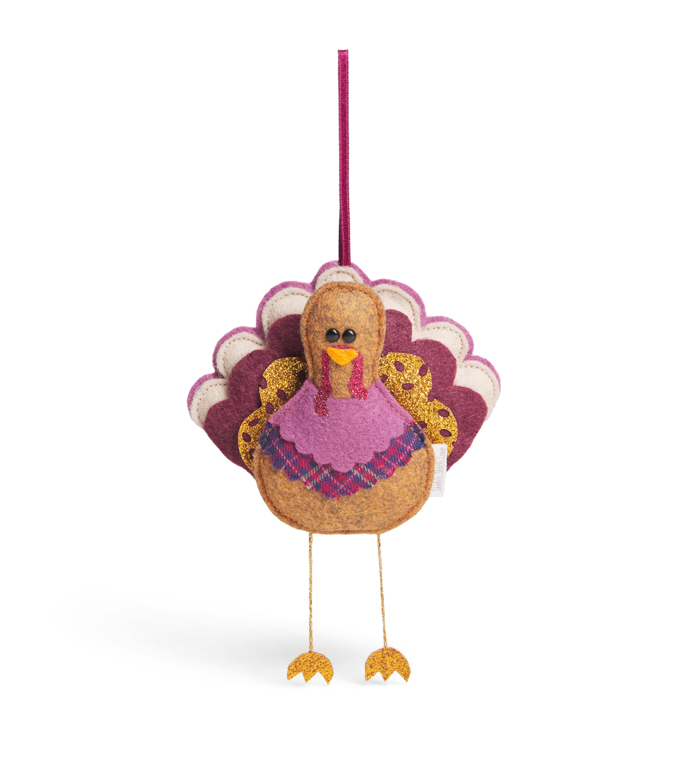 SKETCH.STITCH.LOVE Felt Turkey Tree Decoration Brown/burgundy Image 1
