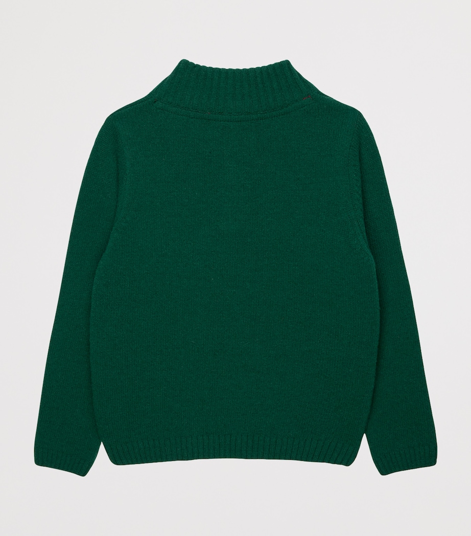 Trotters Wool-Blend Half-Zip Henry Sweater (6-11 Years) Green Image 2