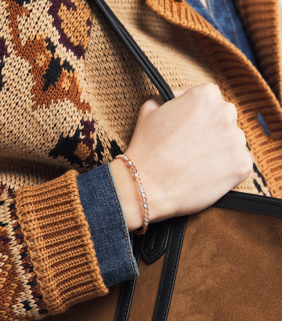 Rose Gold and Diamond Honeycomb Bangle ROSE GOLD Image 2