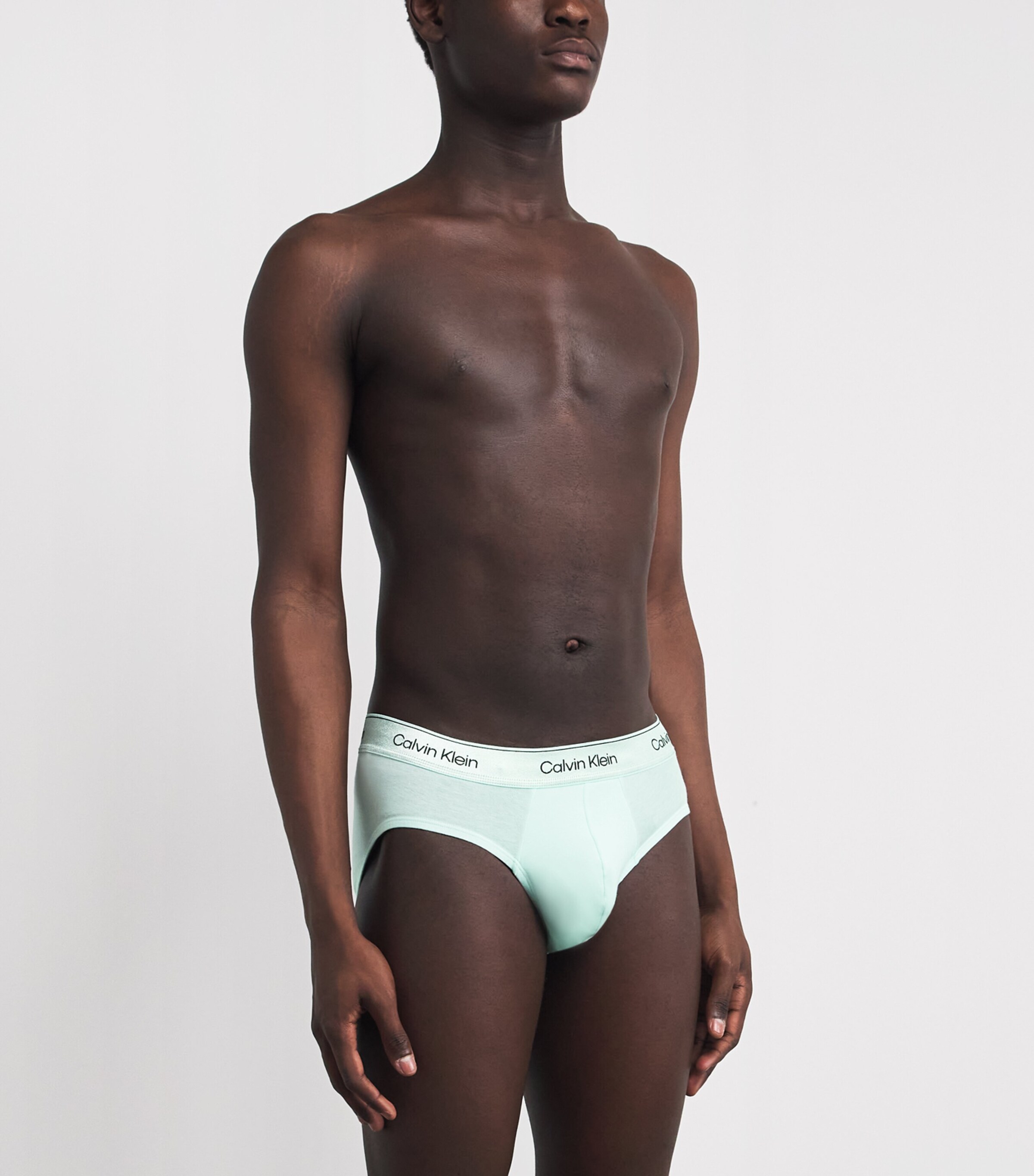 Calvin Klein Mens Stretch-Cotton Icon Star Hip Briefs (Pack of 3) Black/turq/mist Image 2