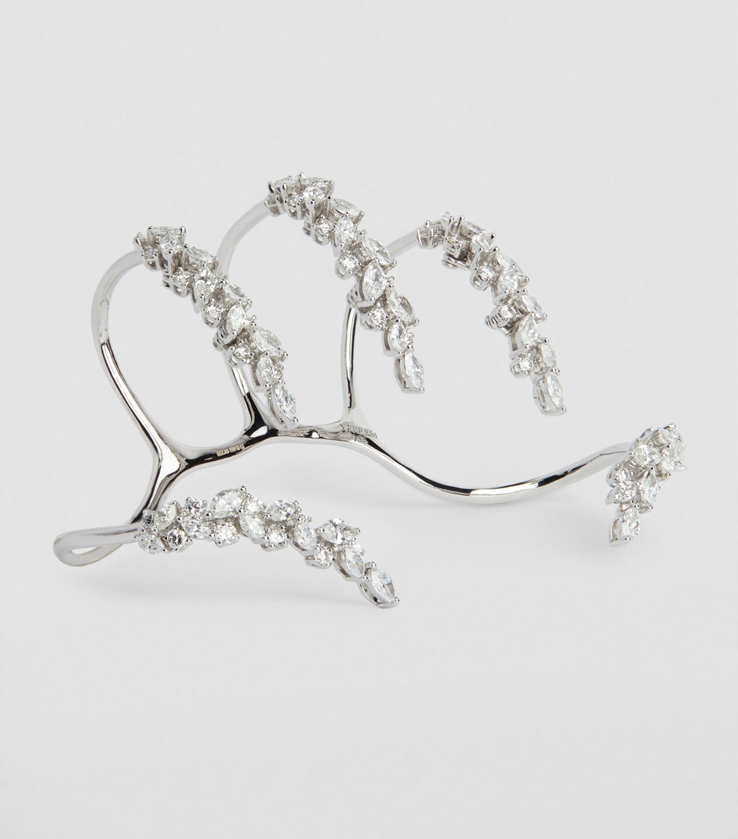 Yeprem White Gold and Diamond Y-Conic Four-Finger Ring Image 4