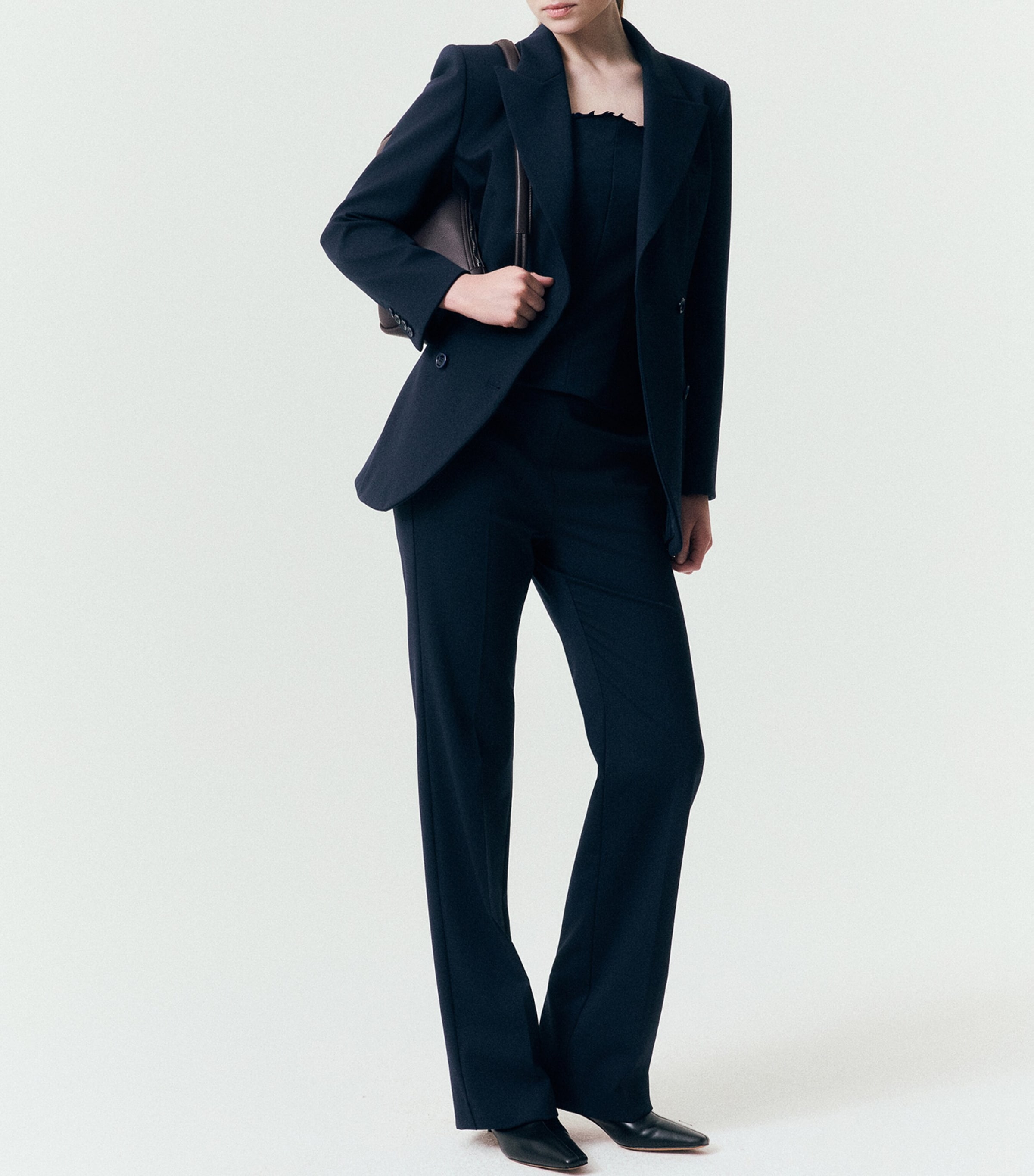 Marella Womens Ruffle-Trim Flared Trousers Navy Image 2