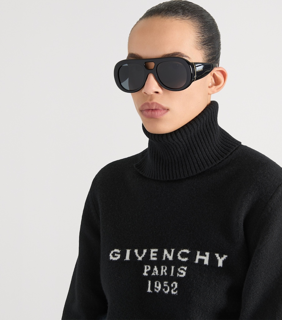 Acetate Bold Sunglasses BLACK Image 2