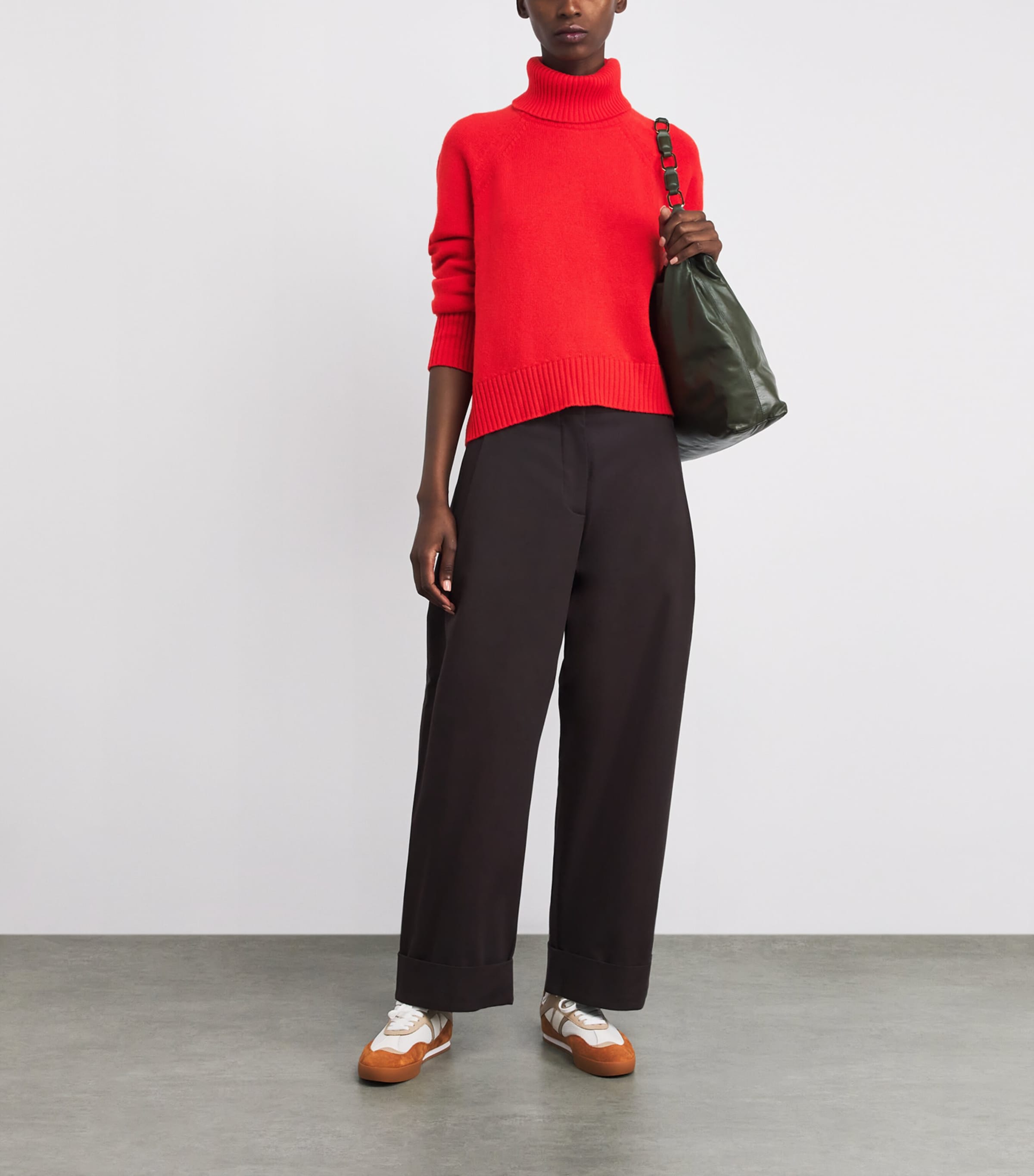 Cashmere Snood-Detail Sweater POPPY RED Image 2