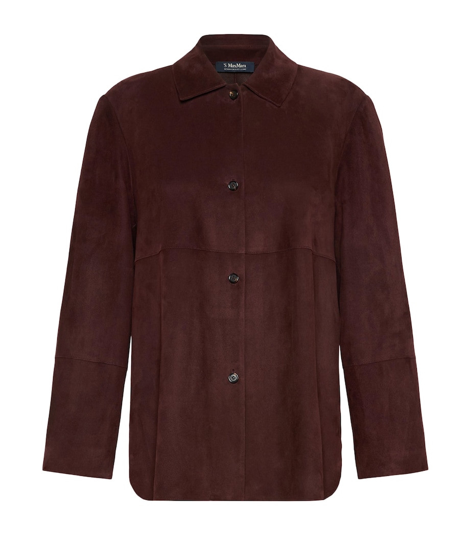 Max Mara Womens Suede Shirt Jacket Dark Red Image 1