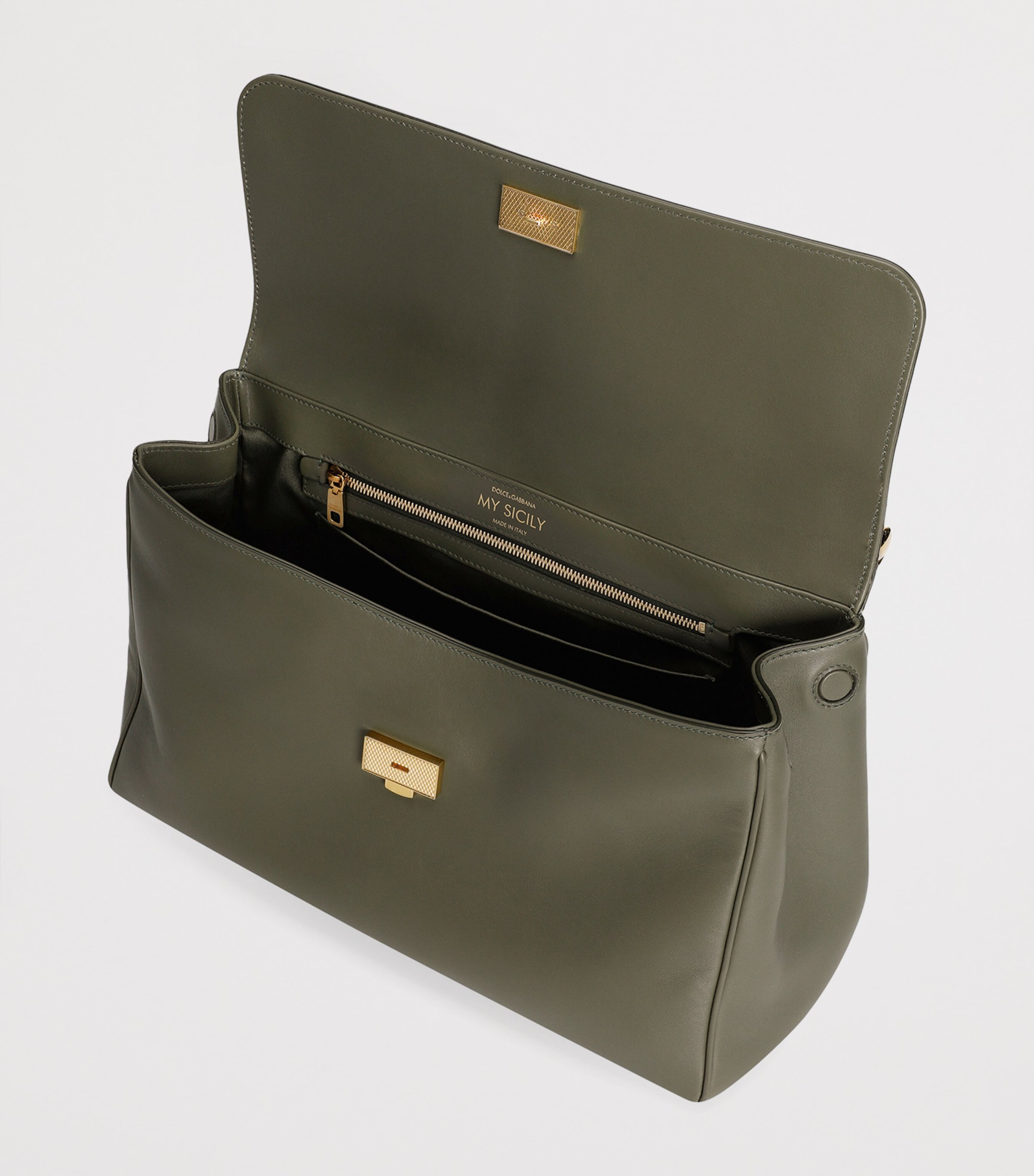 Plongé Calfskin My Sicily Top-Handle Bag 80560-DARK GREE Image 5