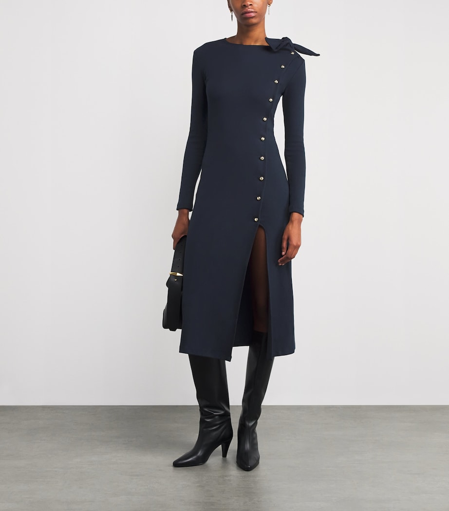 Stretch-Cotton Button Dress NAVY Image 2