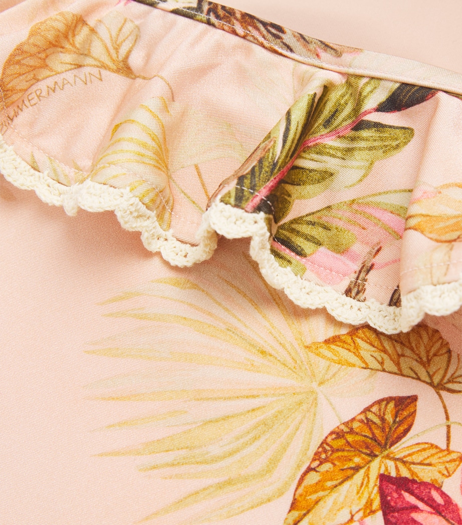 Rhiannon Trim Frill Swimsuit (2-12 Years) PINK PALM FLORAL Image 3