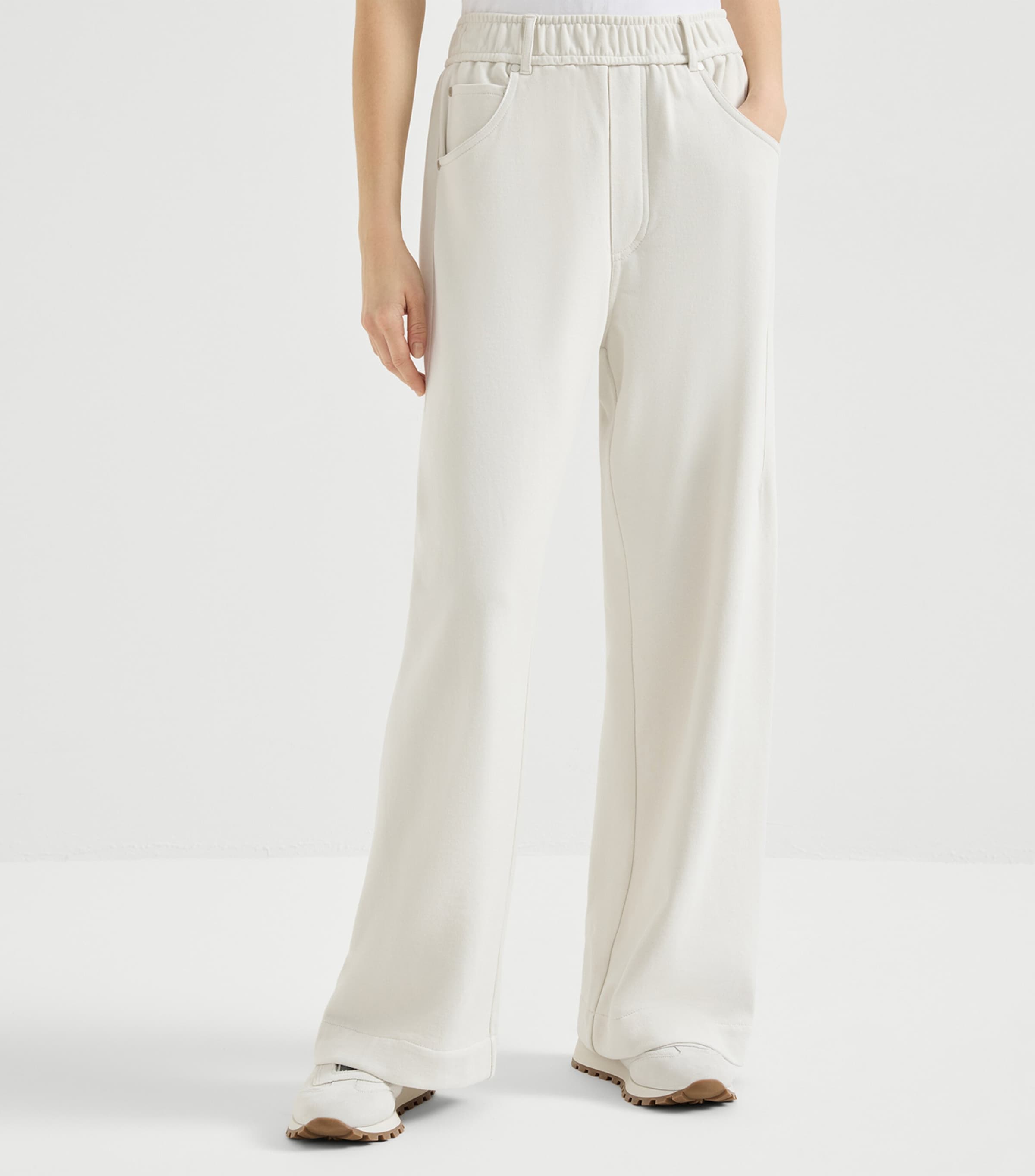 Brunello Cucinelli Womens French Terry Wide-Leg Sweatpants Image 3