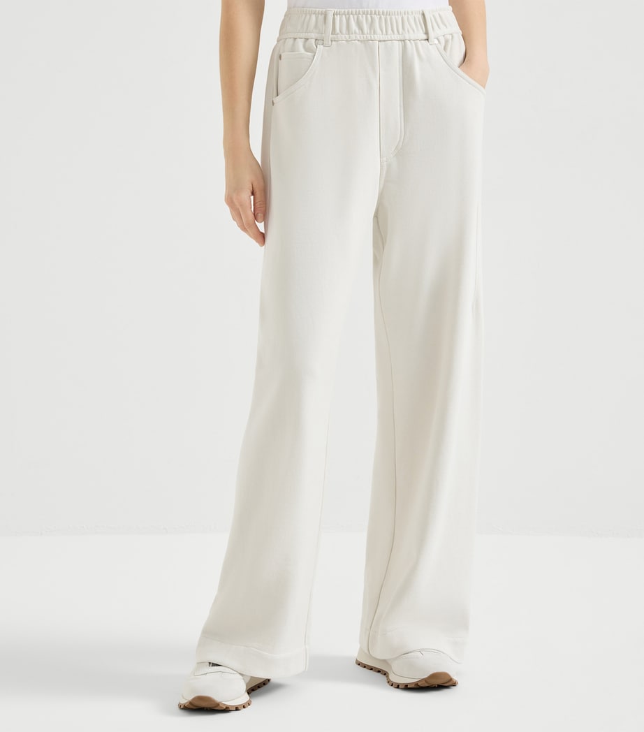 Brunello Cucinelli Womens French Terry Wide-Leg Sweatpants Image 3