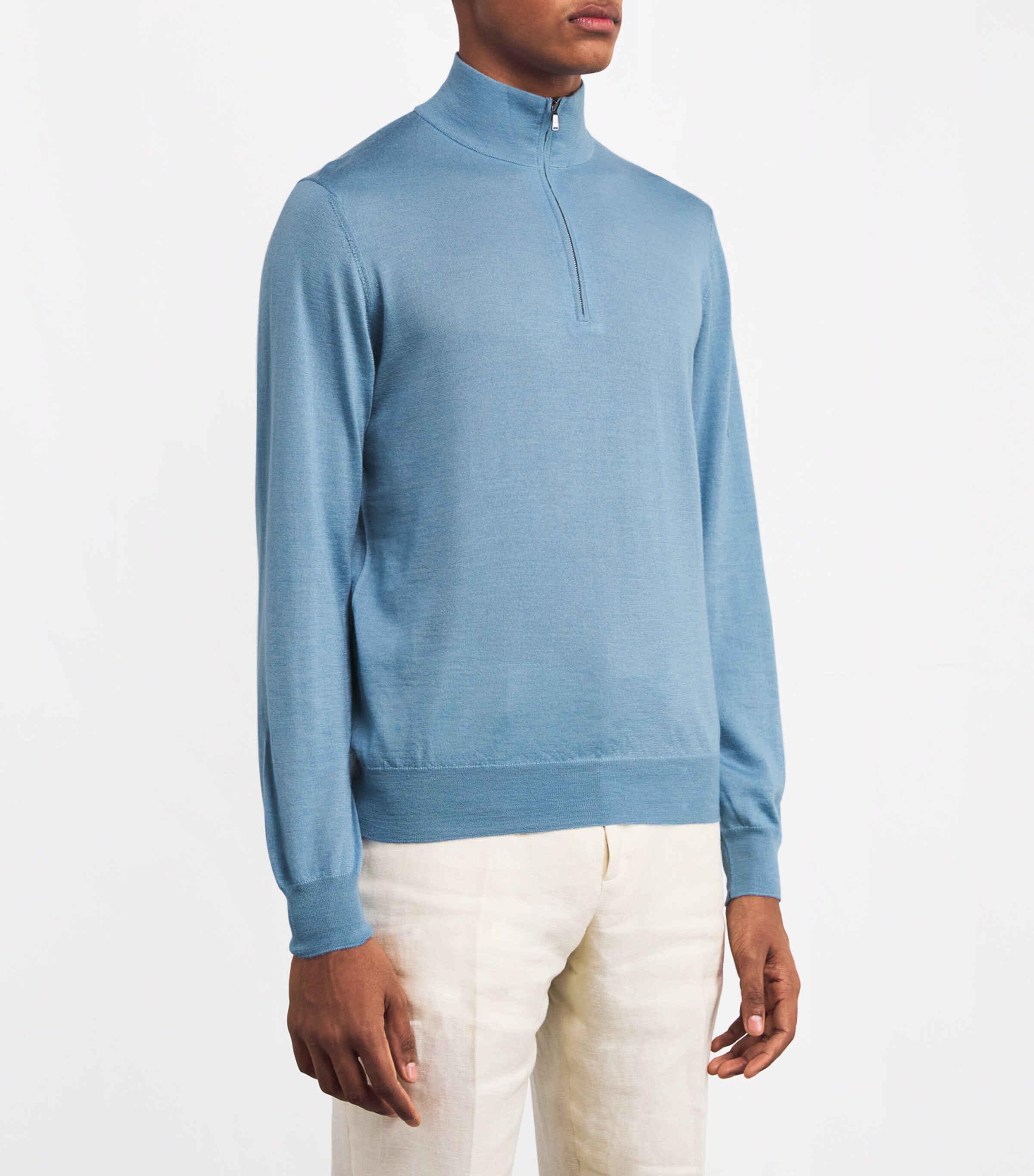 Fioroni Cashmere Mens Cashmere-Silk Quarter-Zip Sweater Orizzonte Image 3