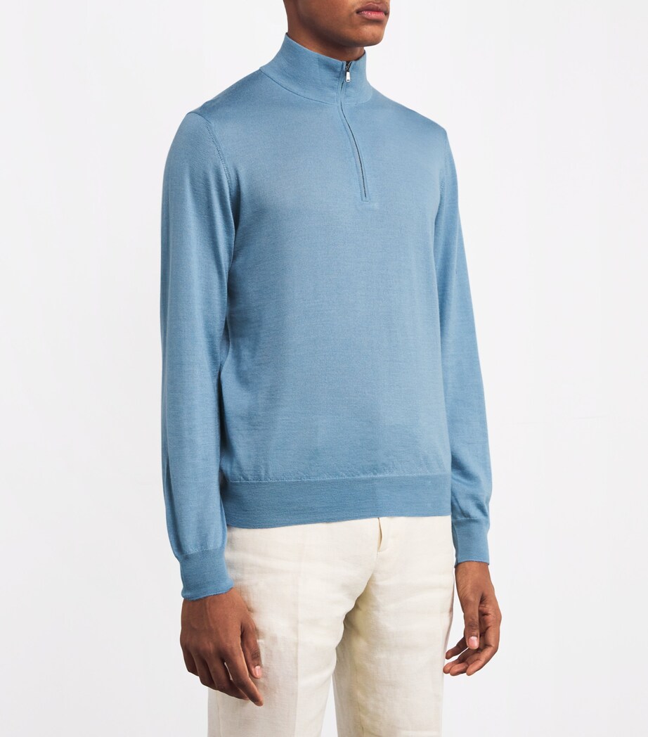 Fioroni Cashmere Mens Cashmere-Silk Quarter-Zip Sweater Orizzonte Image 3