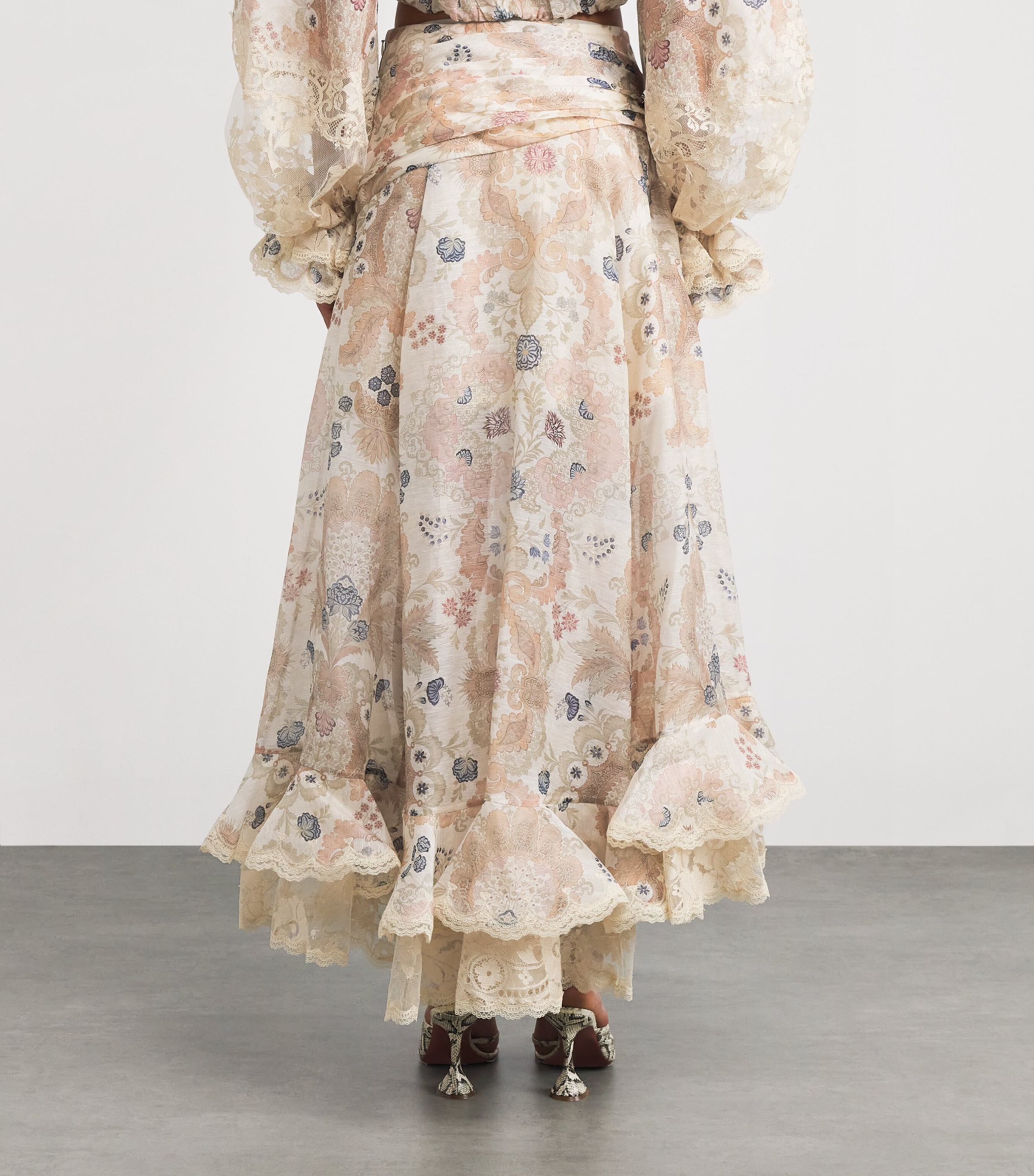 Linen-Silk Rebellion Maxi Skirt CRF CREAM FLORAL Image 4