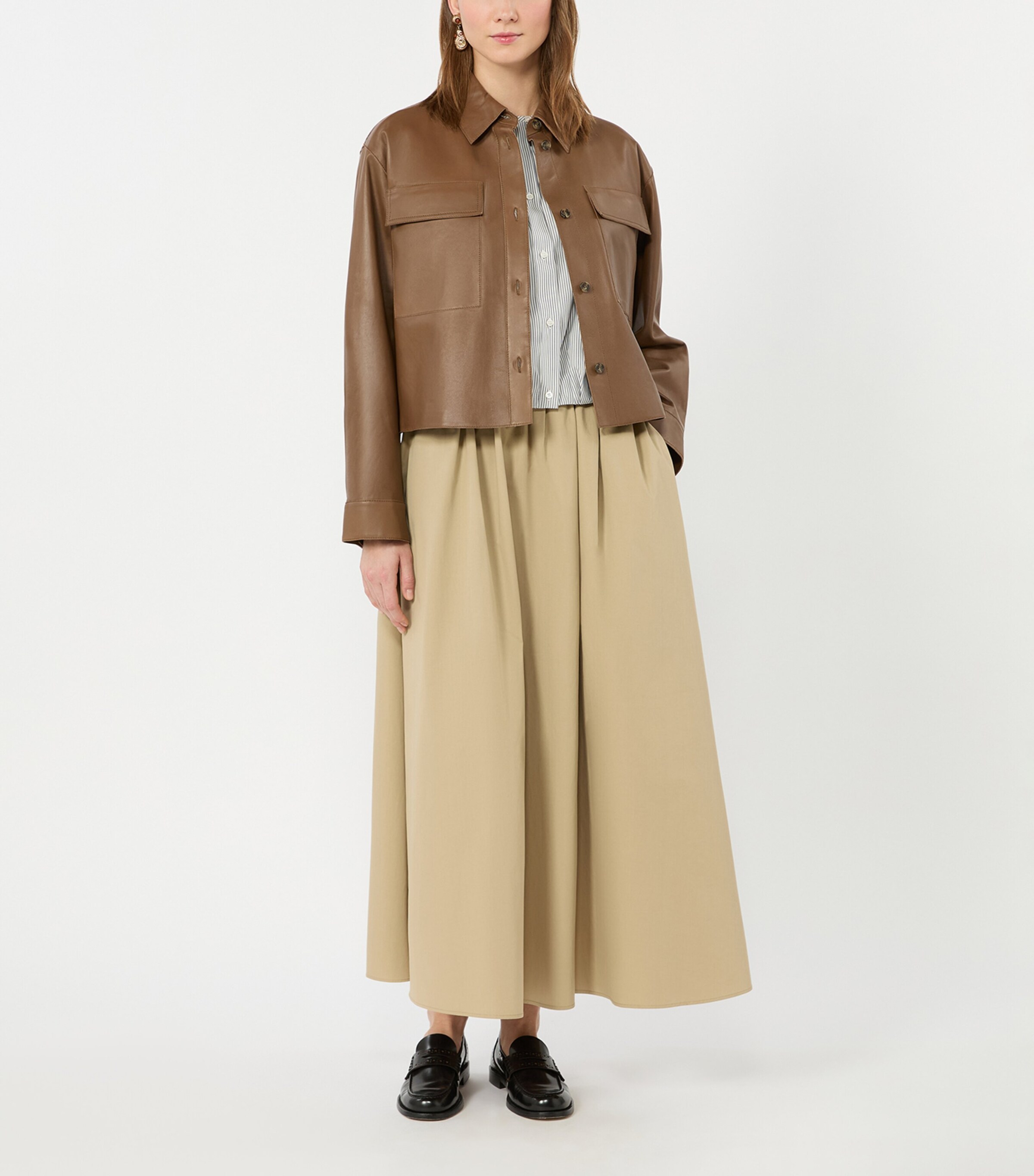 Weekend Max Mara Womens Cotton A-Line Maxi Skirt Beige Image 4