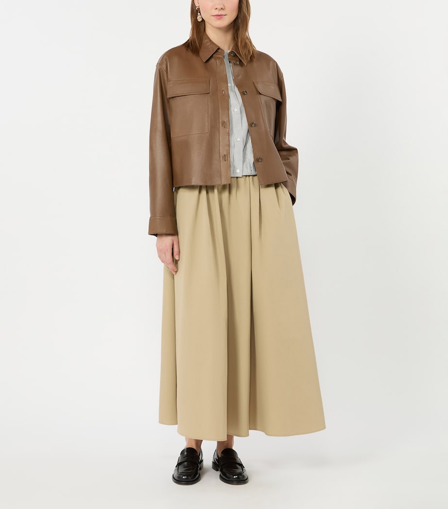 Weekend Max Mara Womens Cotton A-Line Maxi Skirt Beige Image 4