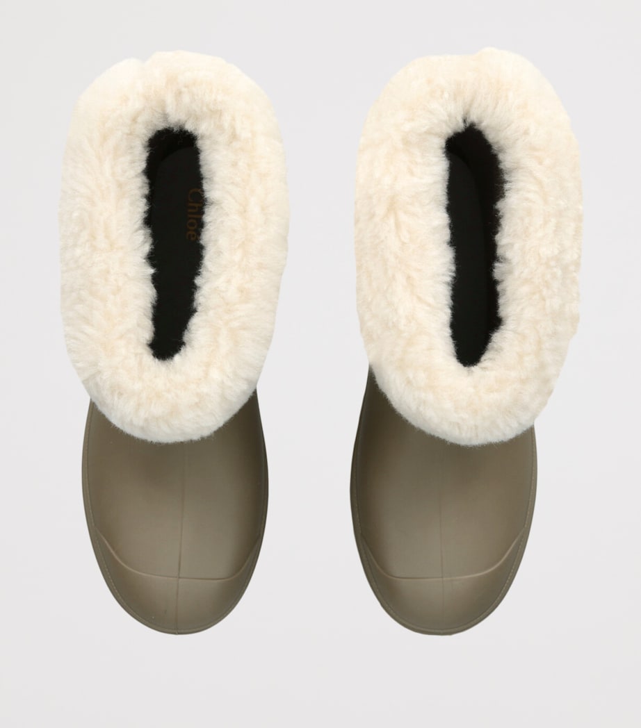 Faux Shearling-Lined Rain Boots TAUPE COMB Image 4