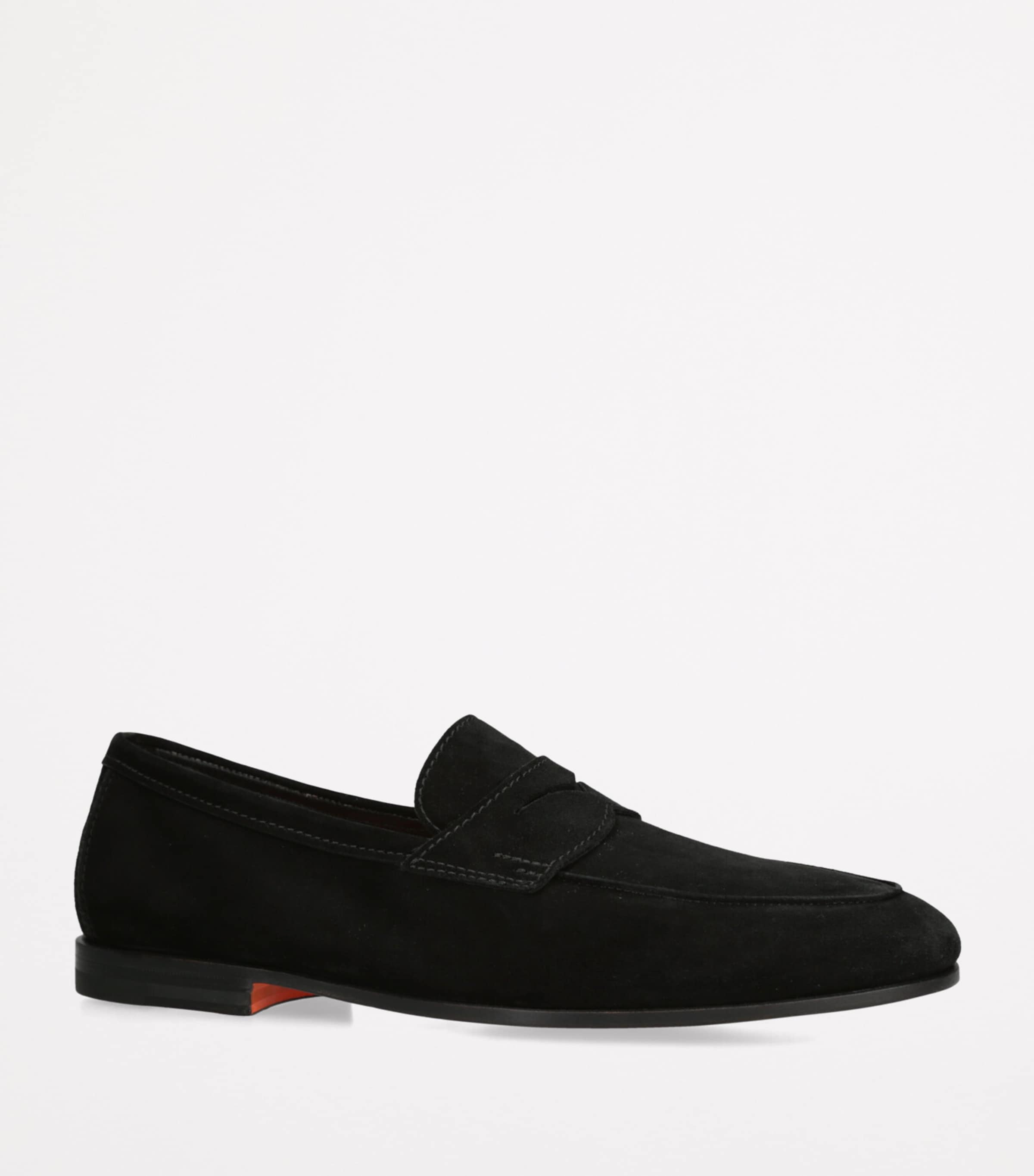 Santoni Suede Carlos Penny Loafers Black Image 3