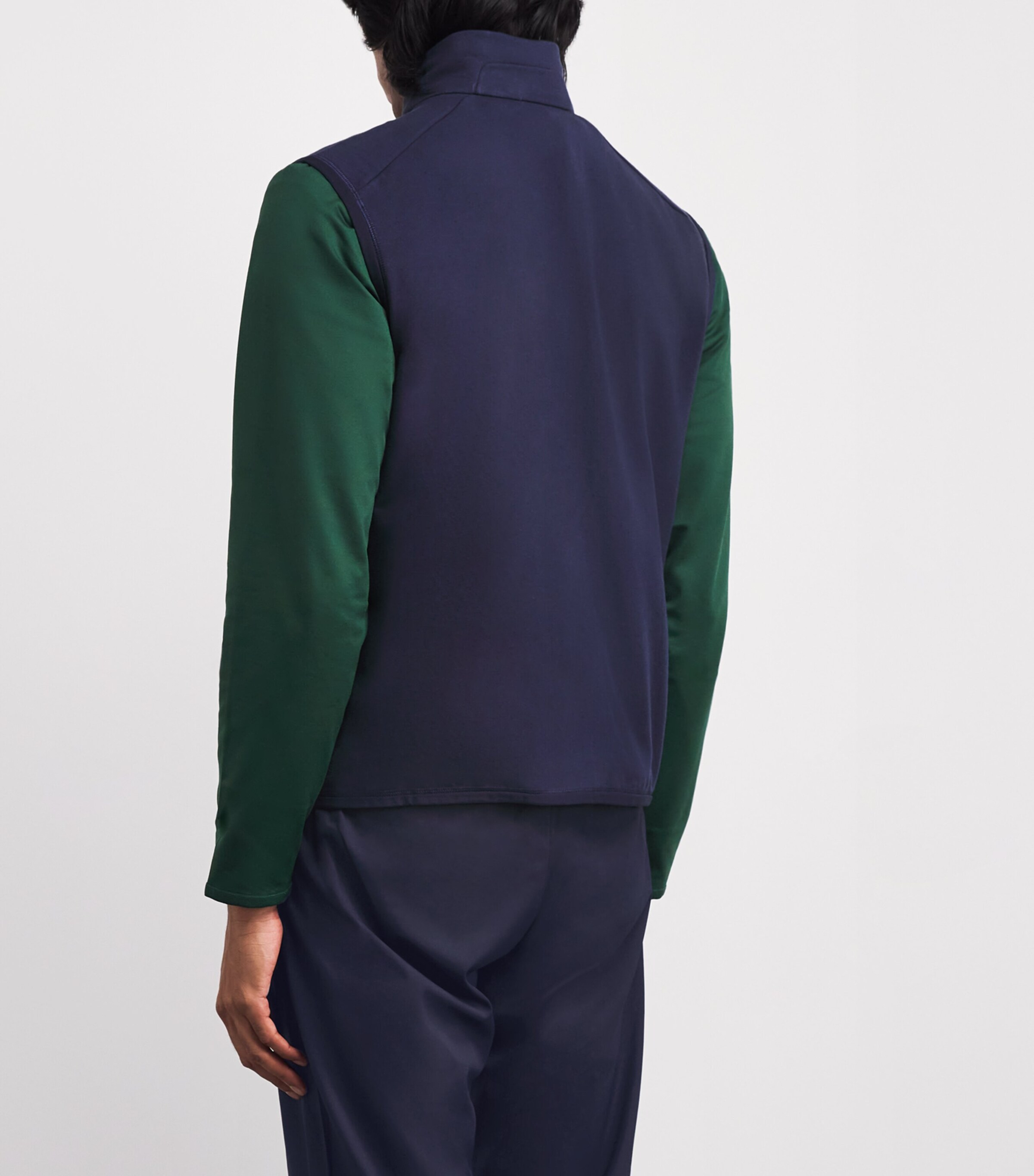 Cotton-Blend High-Neck Gilet NAVY Image 4