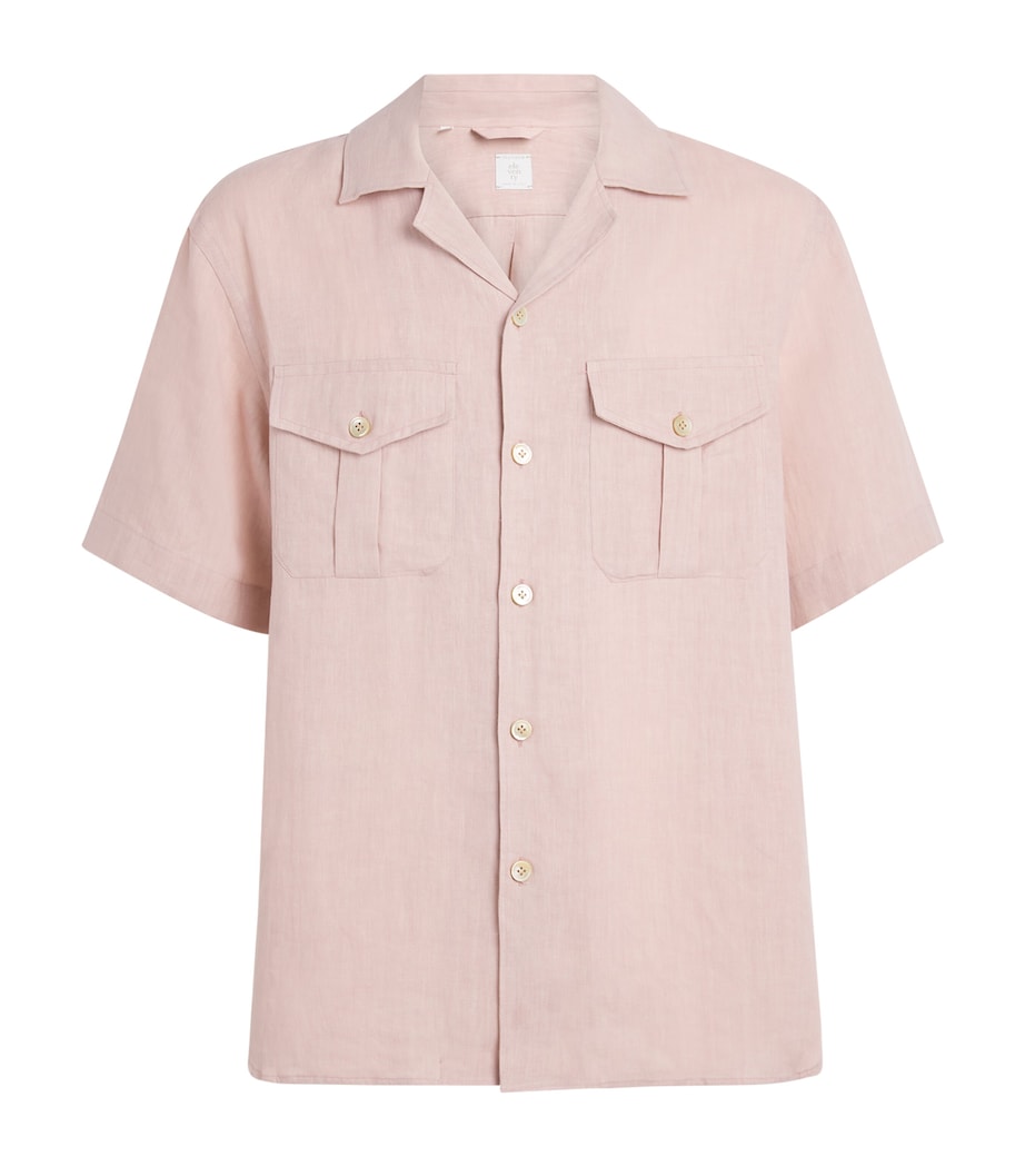 Eleventy Mens Linen Bowling Shirt Cipria Image 1