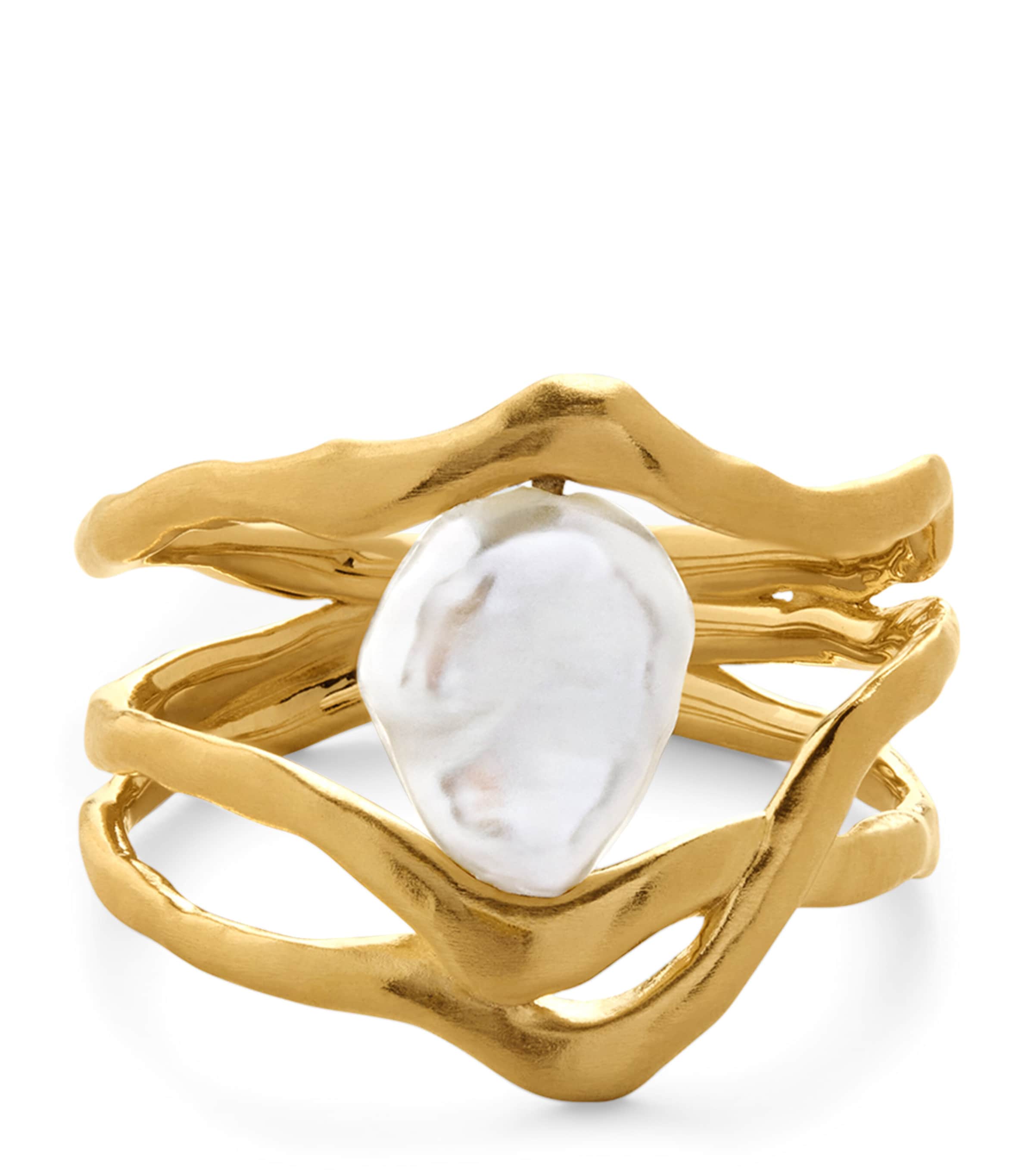 Monica Vinader X Amy Powney Gold Vermeil Keshi Pearl Ring In Gold