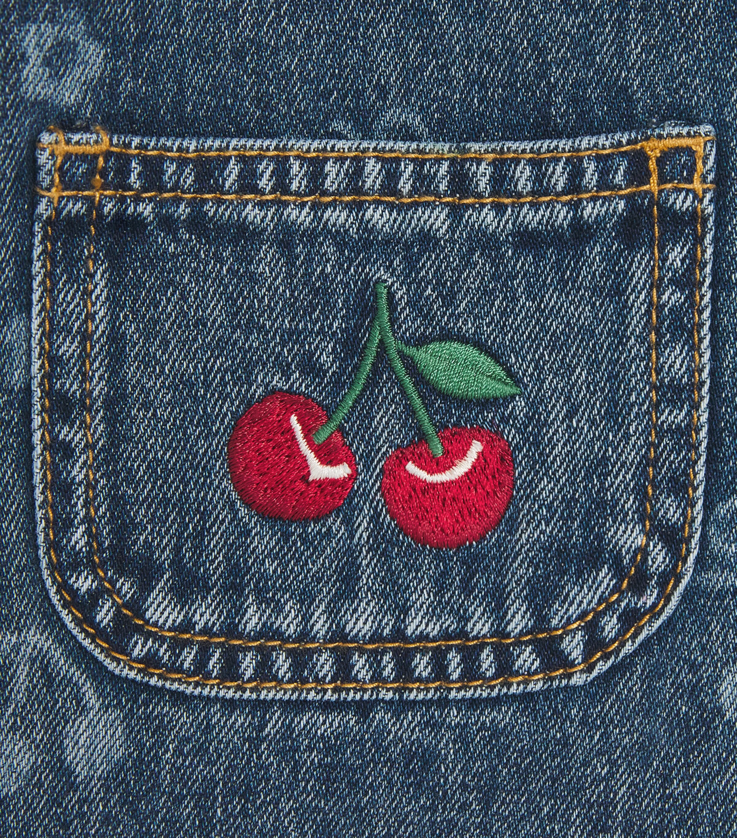 Self-Portrait Kids Cherry Print Denim Jacket (3-12 Years) Blue Image 4