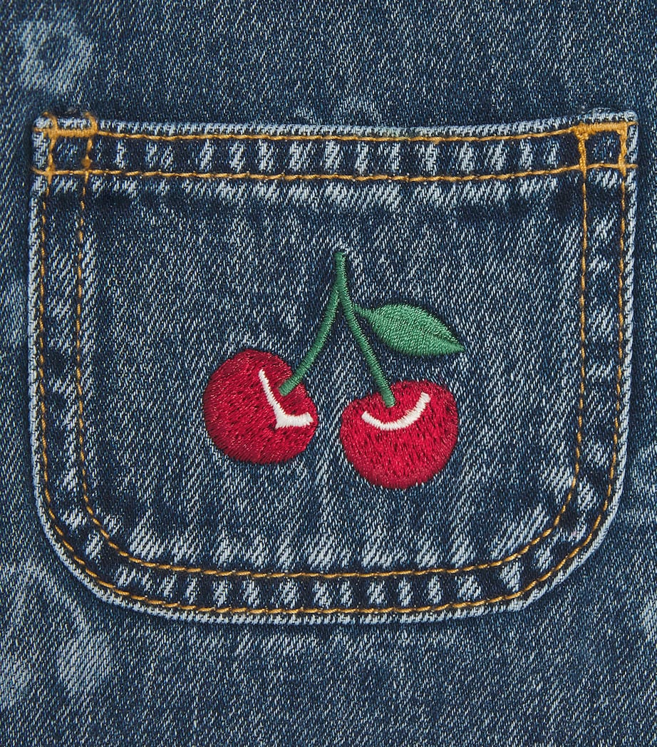 Self-Portrait Kids Cherry Print Denim Jacket (3-12 Years) Blue Image 4