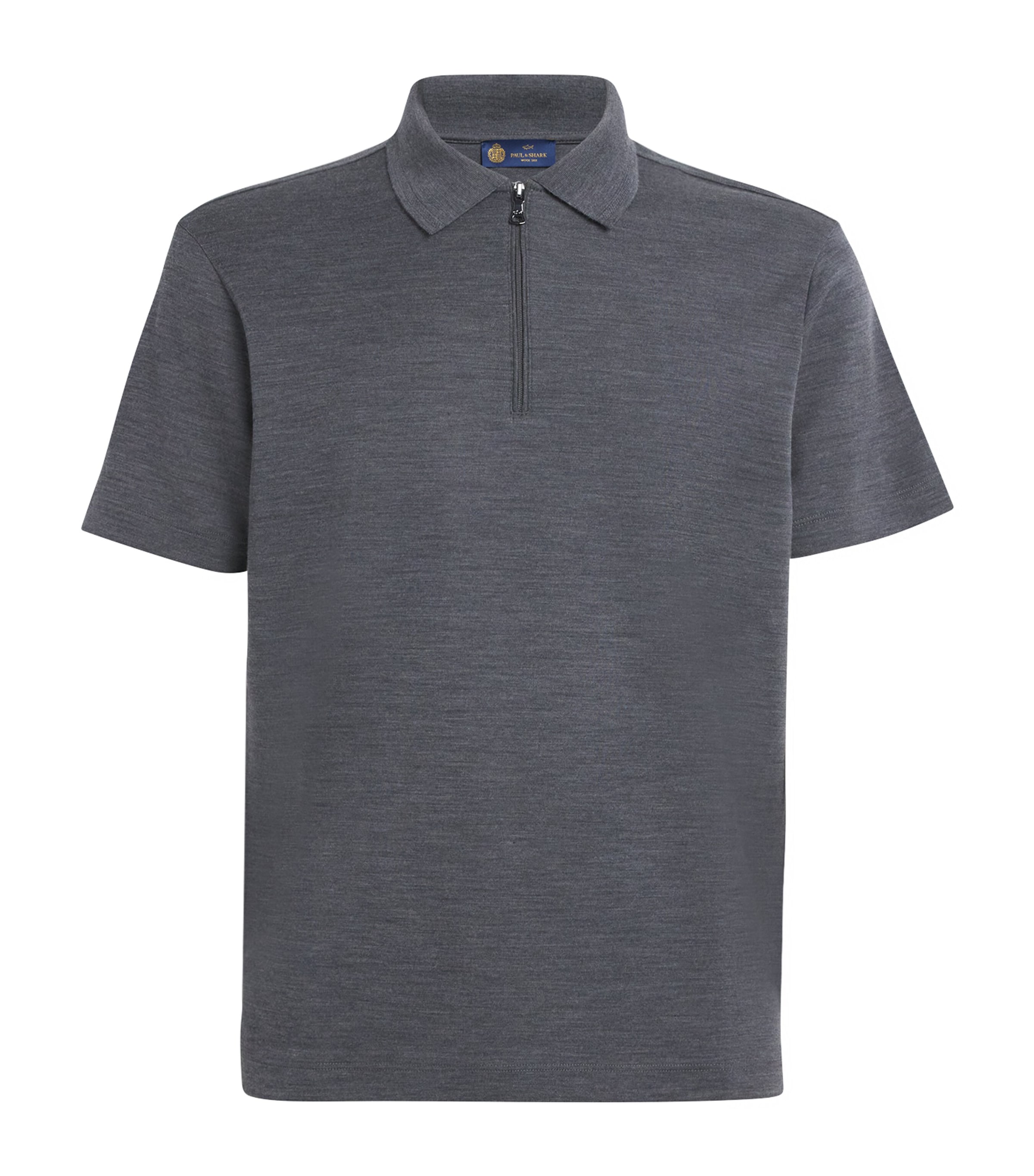Paul & Shark Wool-silk Half-zip Polo Shirt In Gray