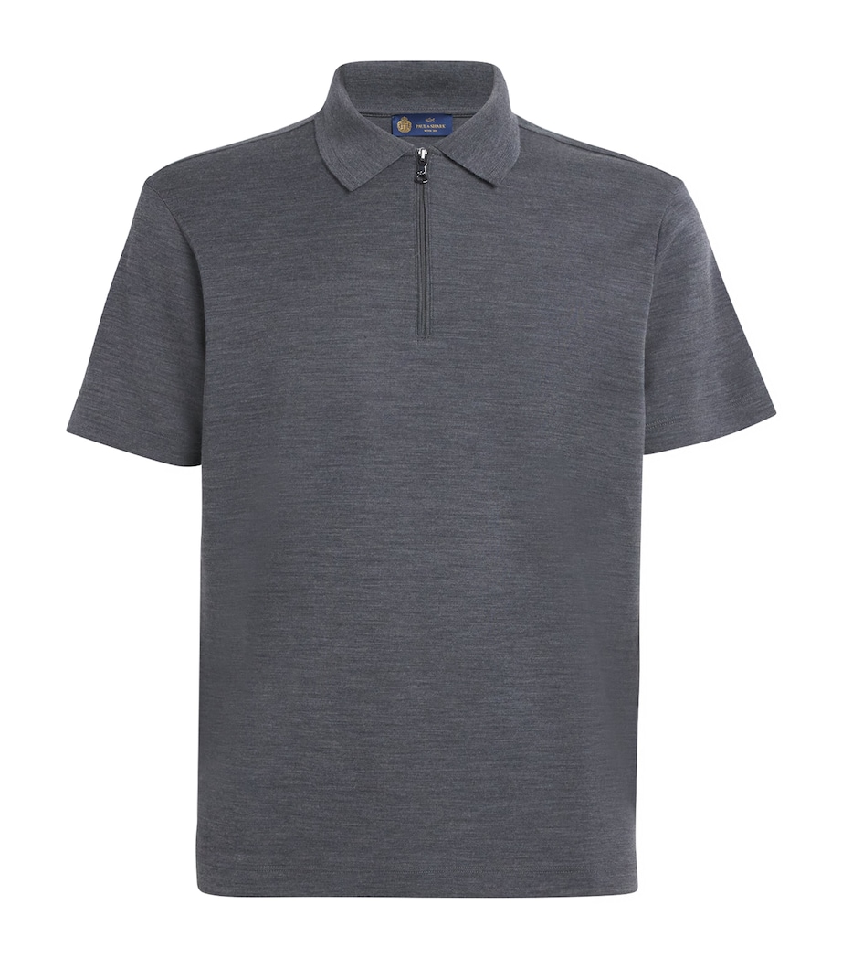 Wool-Silk Half-Zip Polo Shirt 65 GREY Image 1
