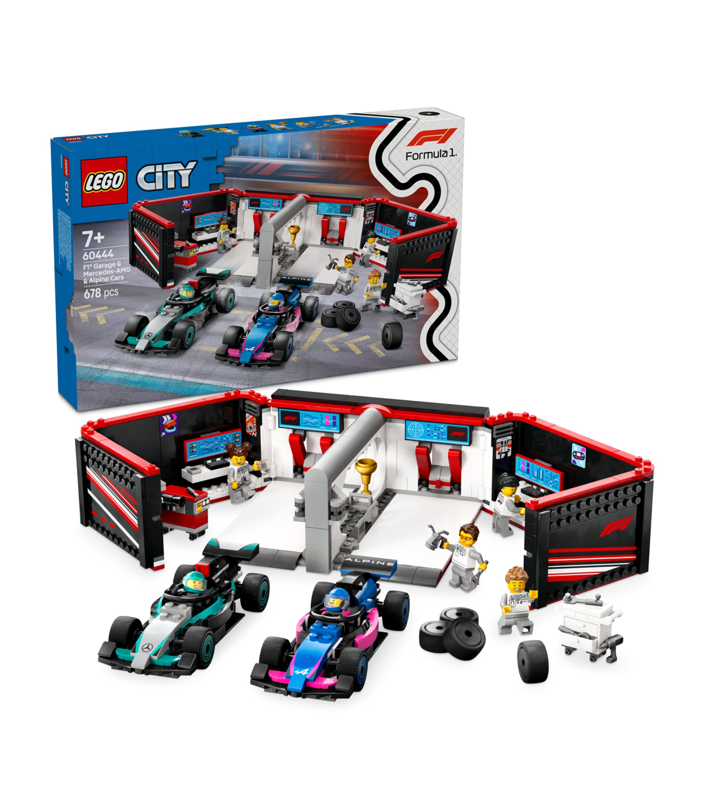 Lego City F1 Garage & Mercedes-AMG & Alpine Cars 60444 Image 2