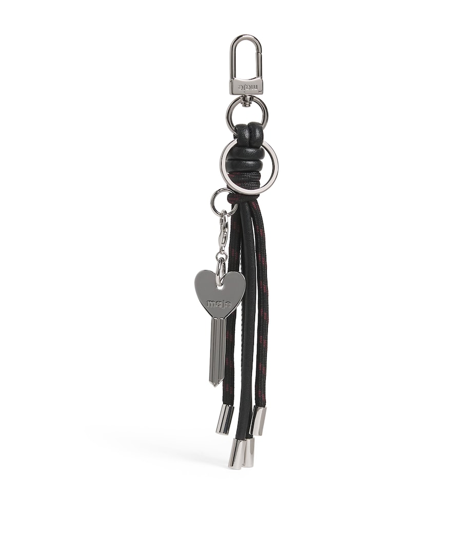 Leather Charm Keyring BLACK Image 1