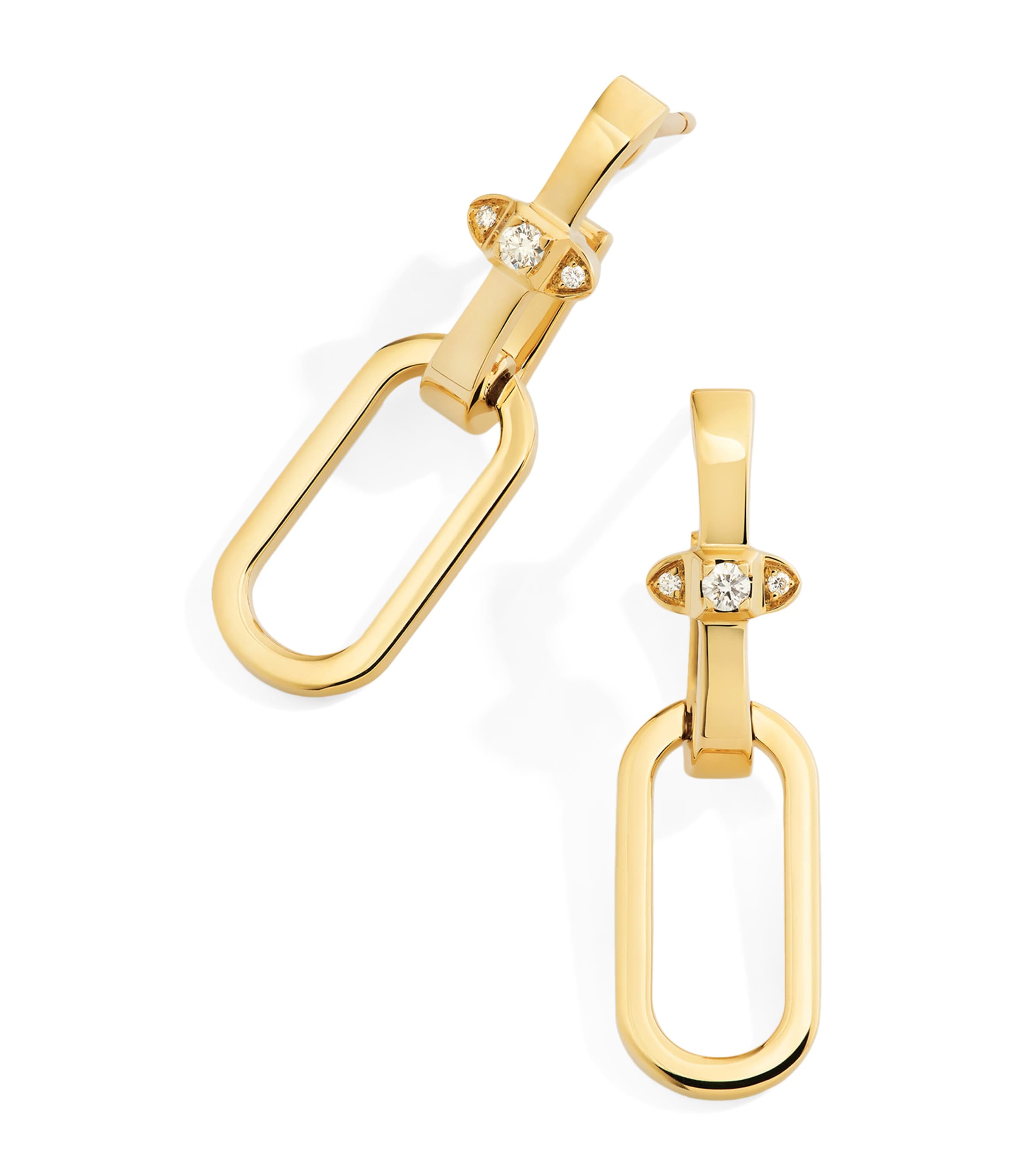 Marli New York Yellow Gold And Diamond Tip-top Link Drop Earrings In Gold