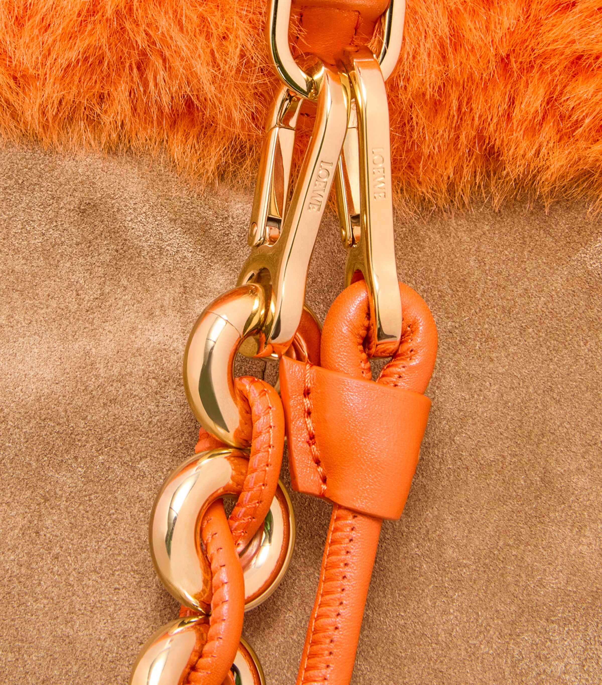 LOEWE Large Fluffy Flamenco Clutch Bag Vivid Orange Image 11
