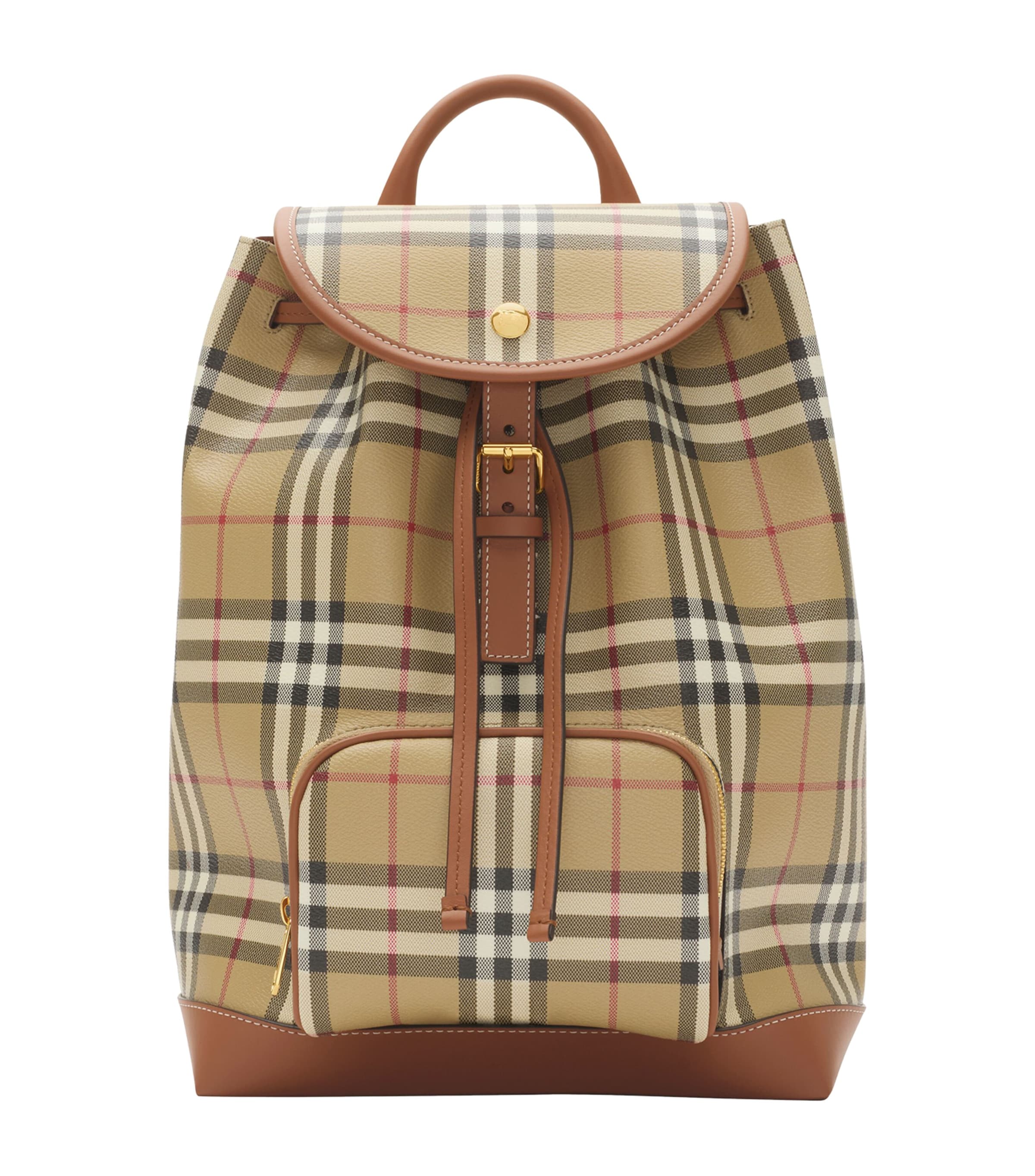 Burberry Check Backpack In Brown
